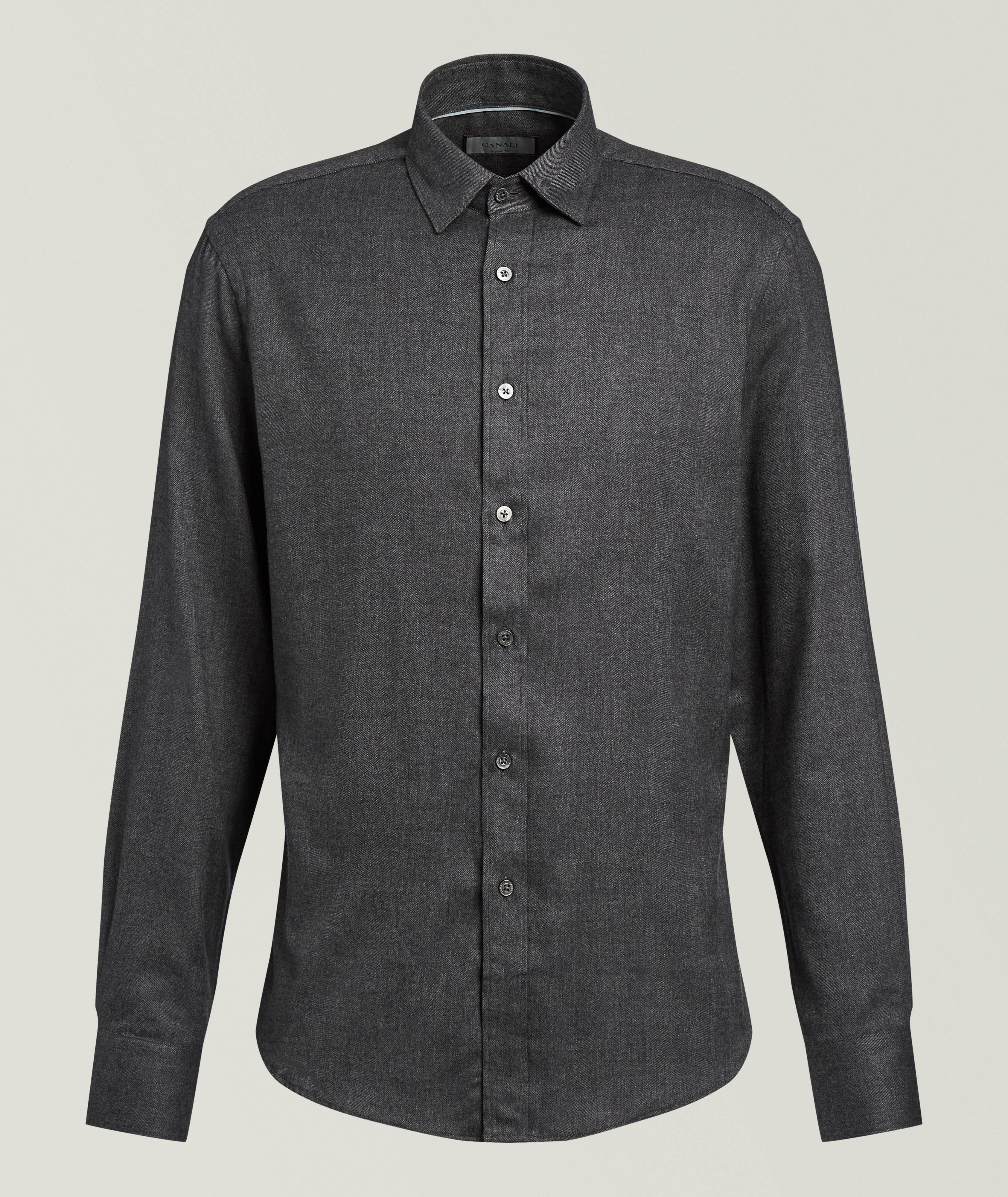 Canali Herringbone Cotton-Lyocell Shirt
