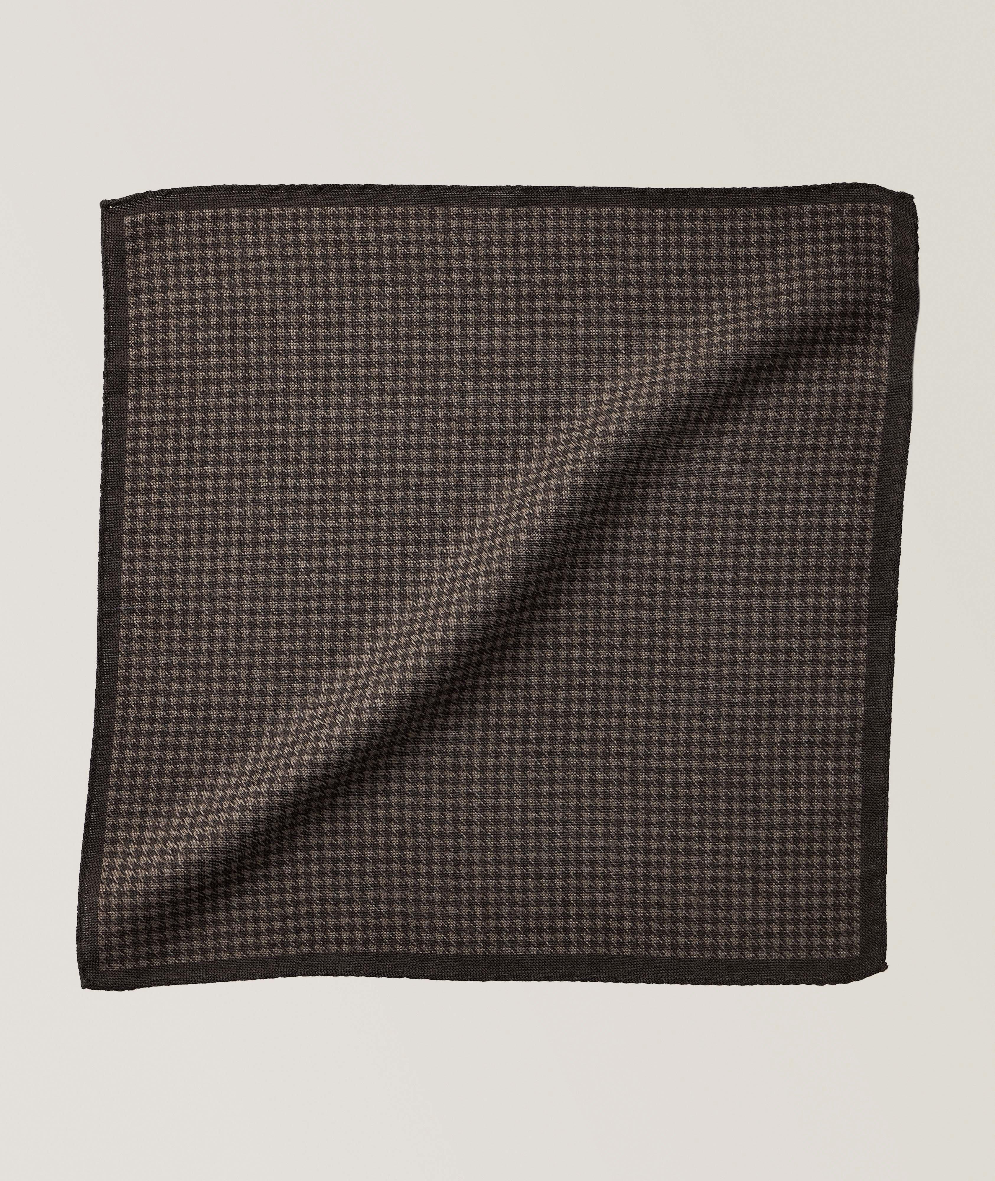 Canali Houndstooth Wool-Silk Pocket Square