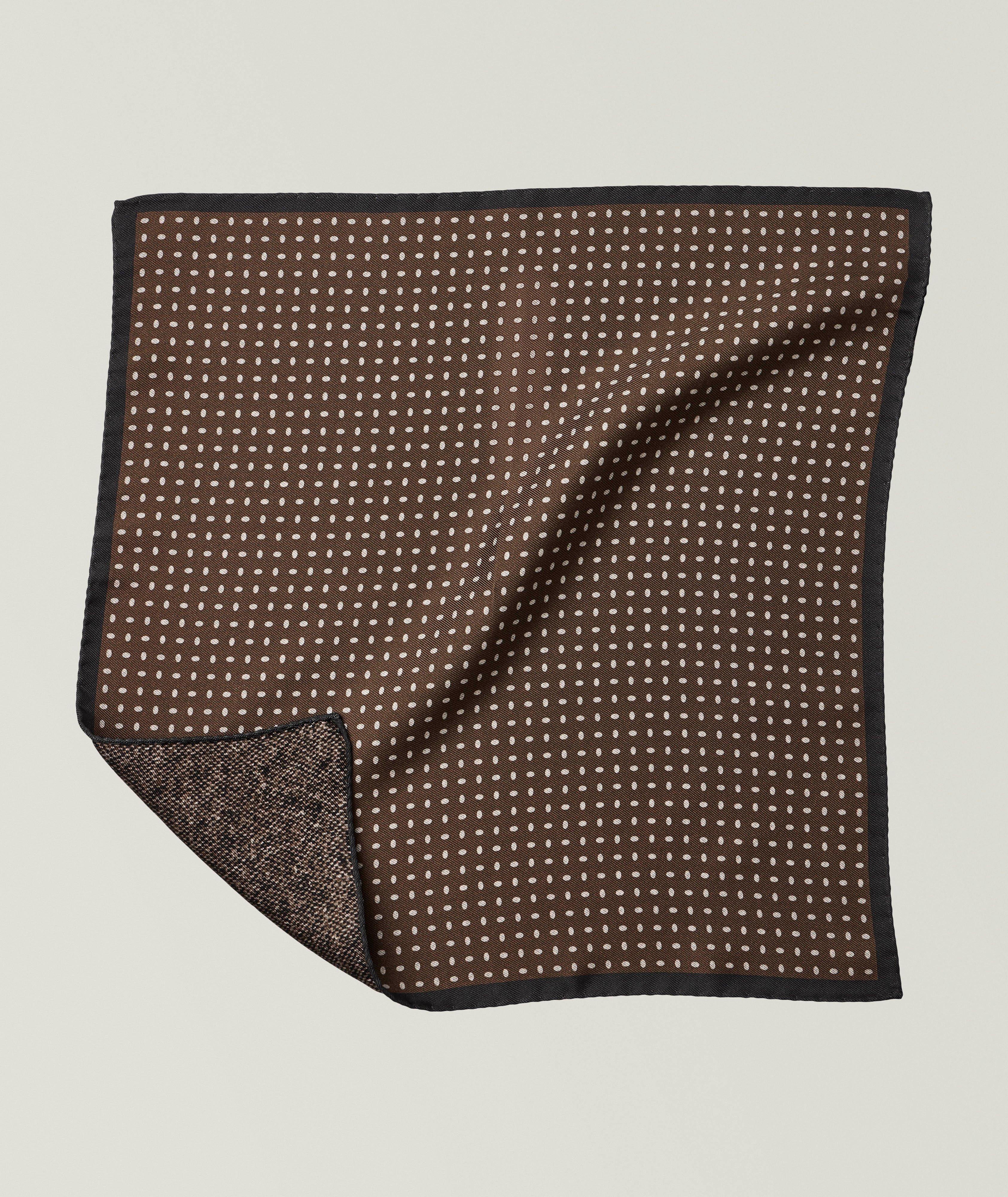 Canali Oval Dot Silk Pocket Square
