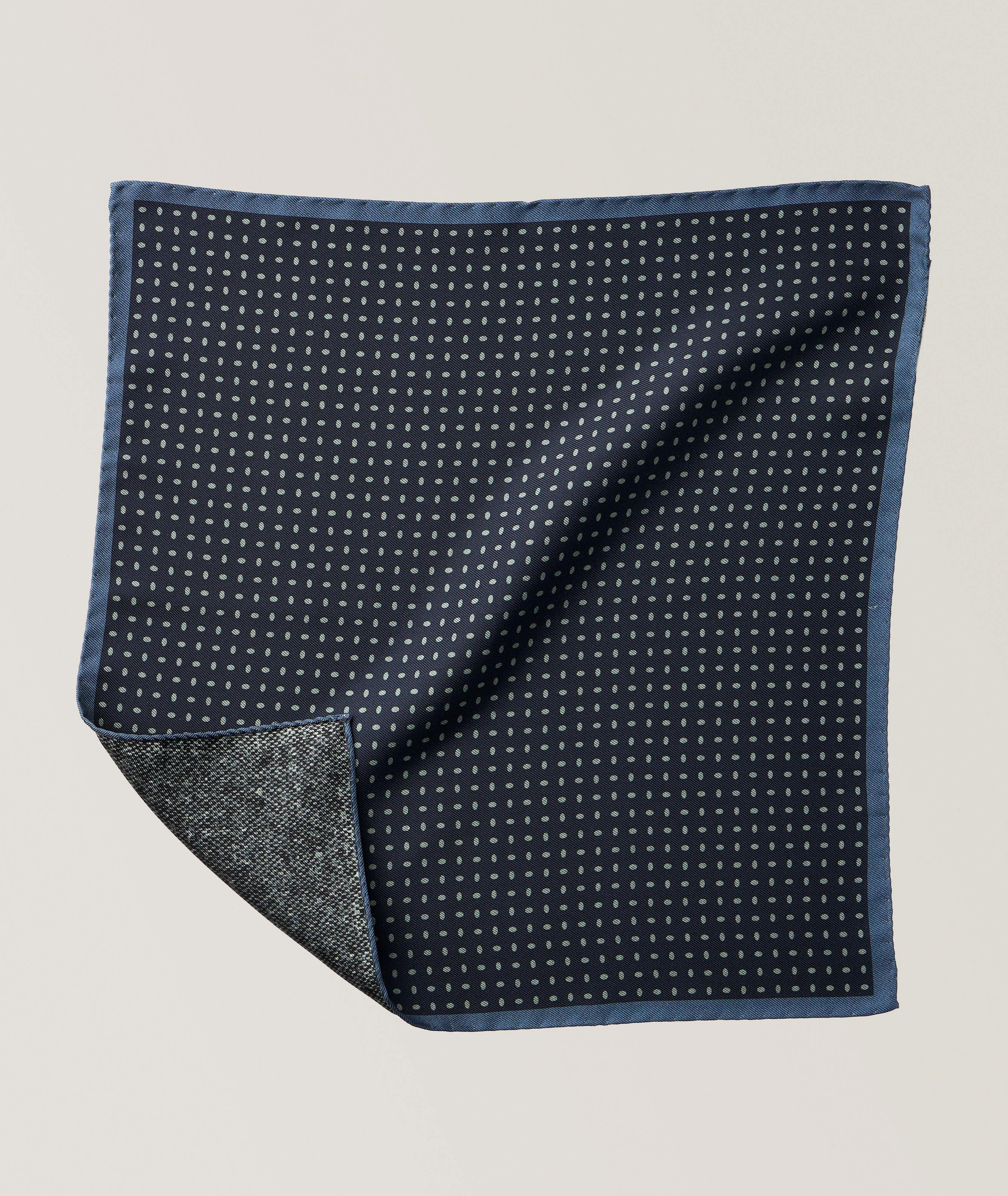 Canali Oval Dot Silk Pocket Square