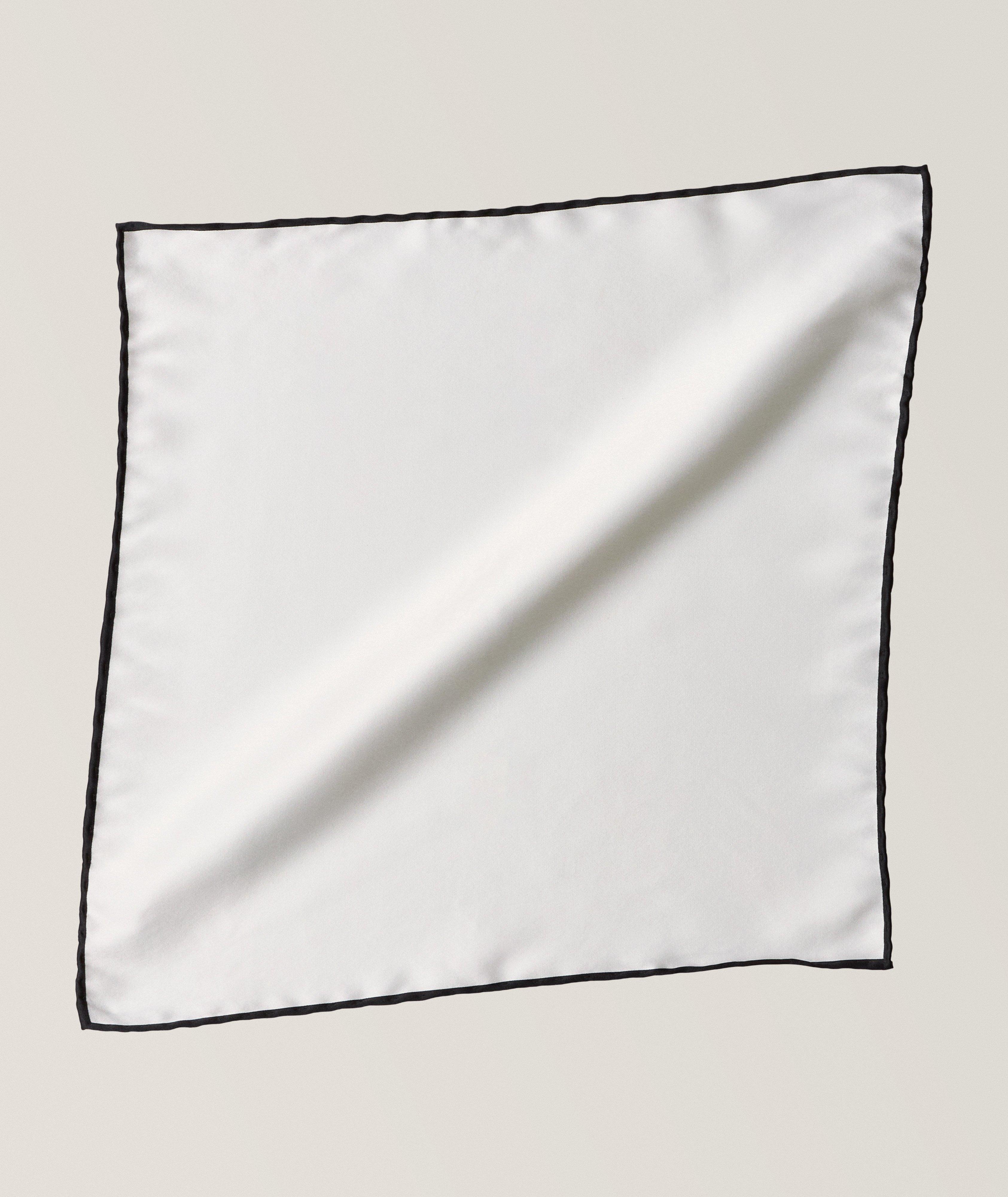 Canali Contrast Trim Silk Pocket Square