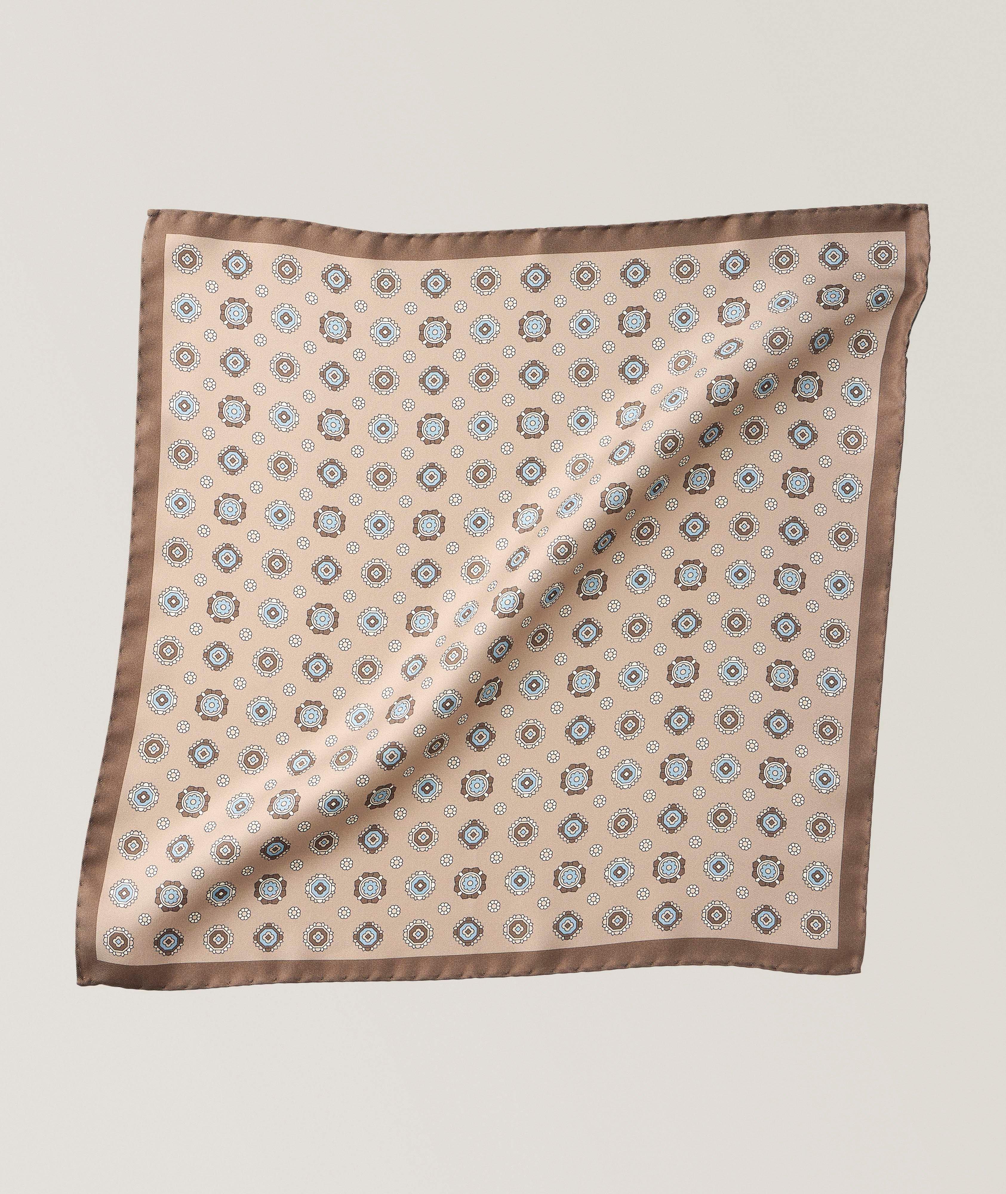 Canali Medallion Silk Pocket Square