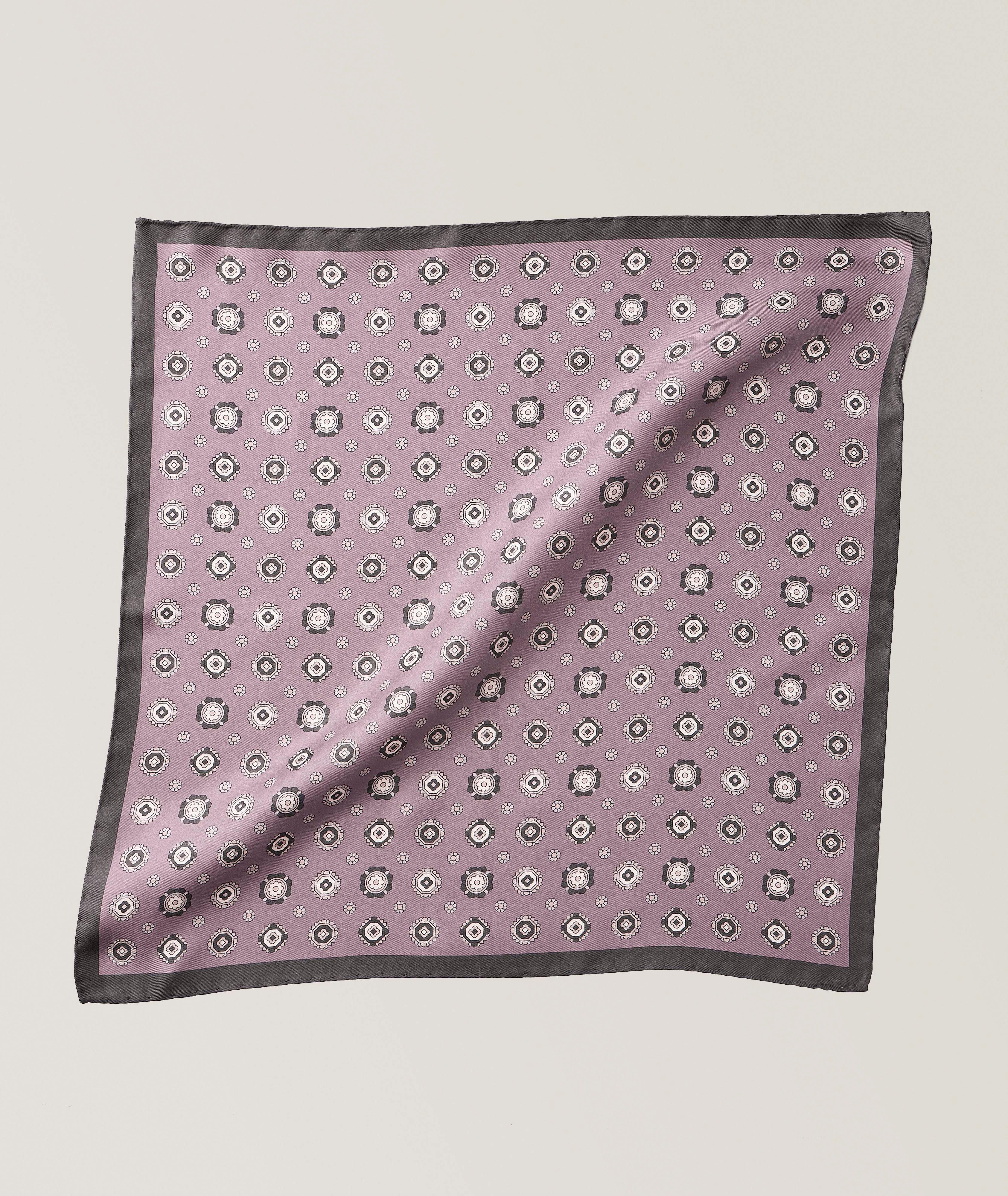 Canali Medallion Silk Pocket Square
