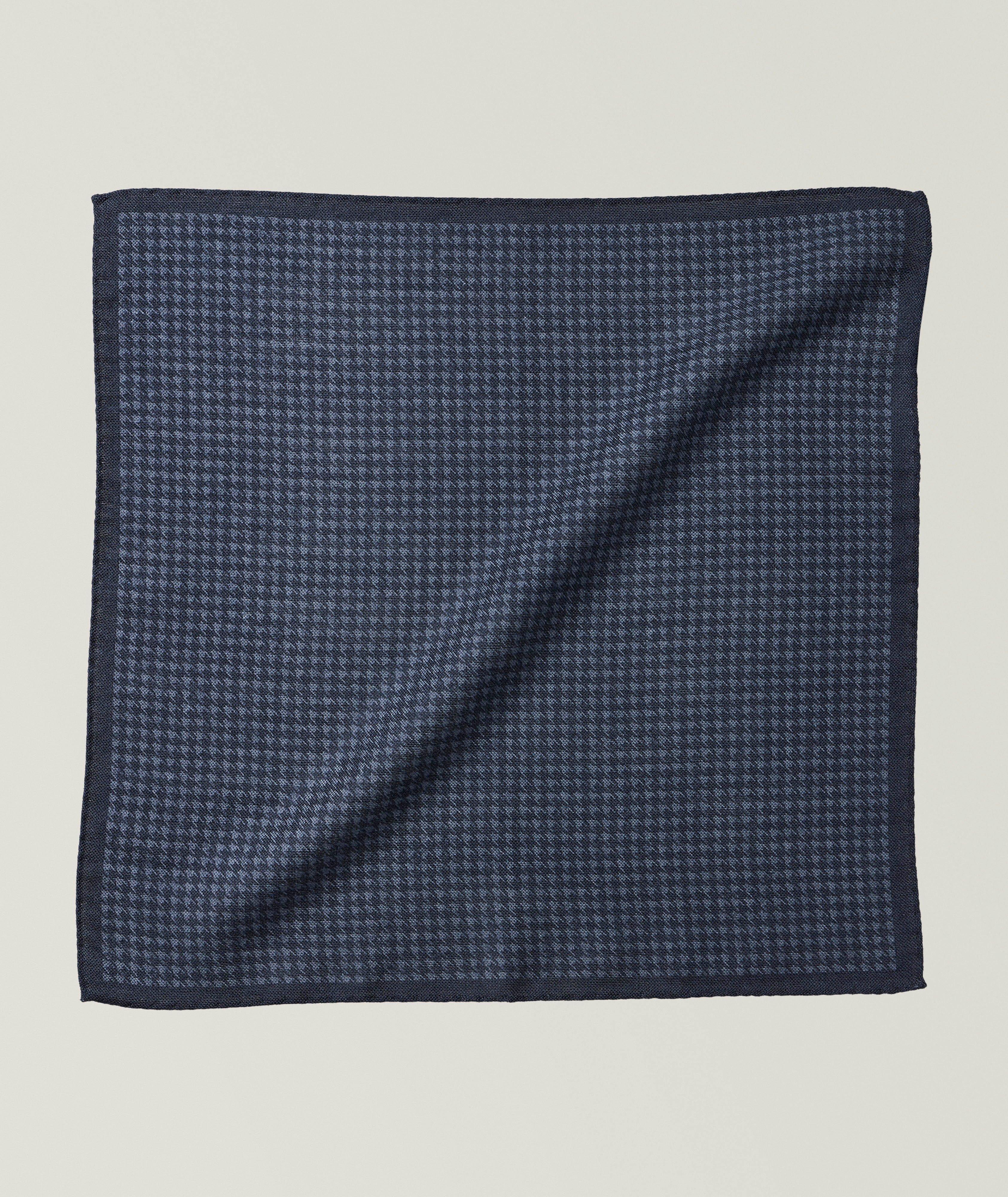 Canali Houndstooth Wool-Silk Pocket Square