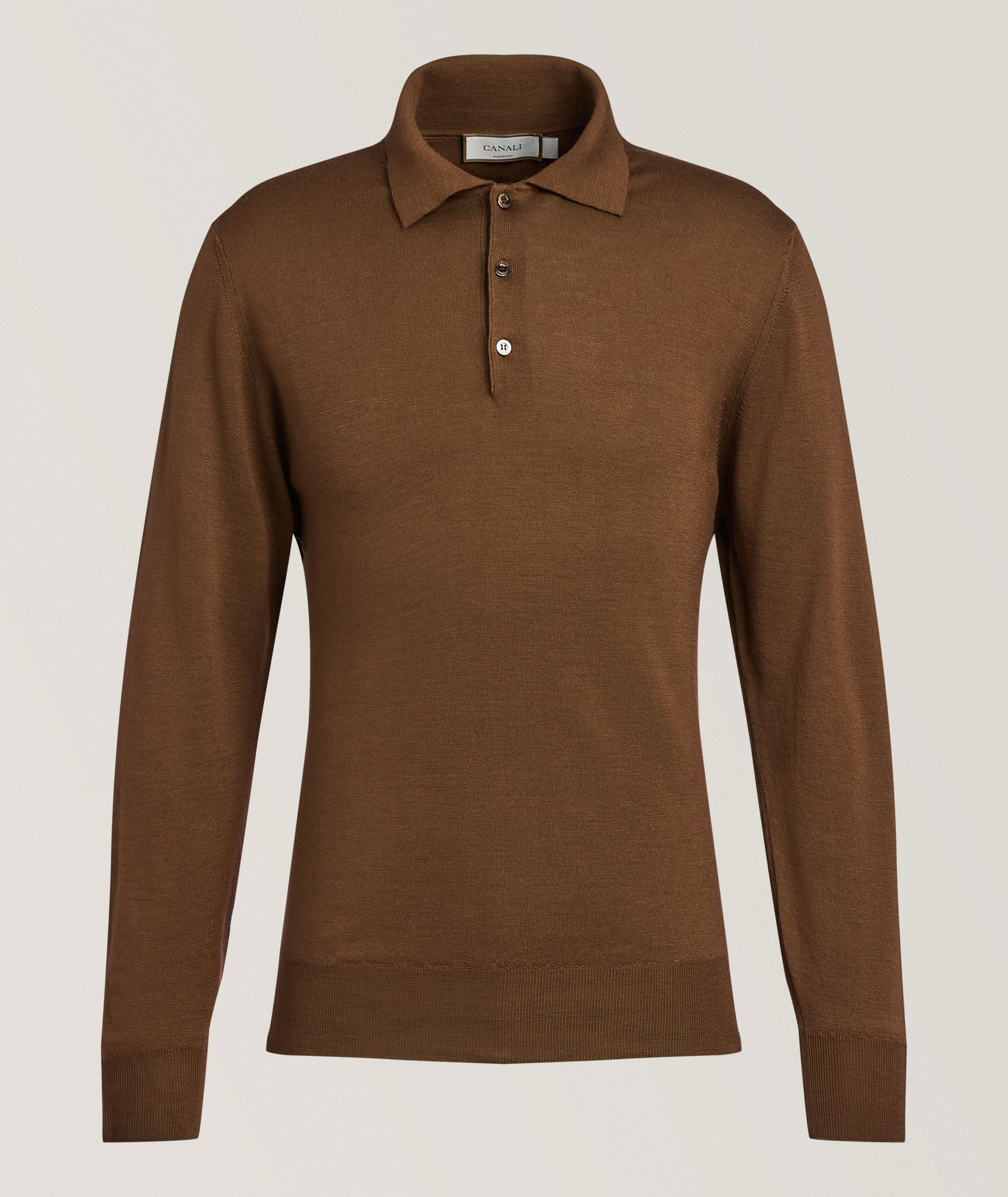 Canali Merino Wool Long-Sleeve Polo