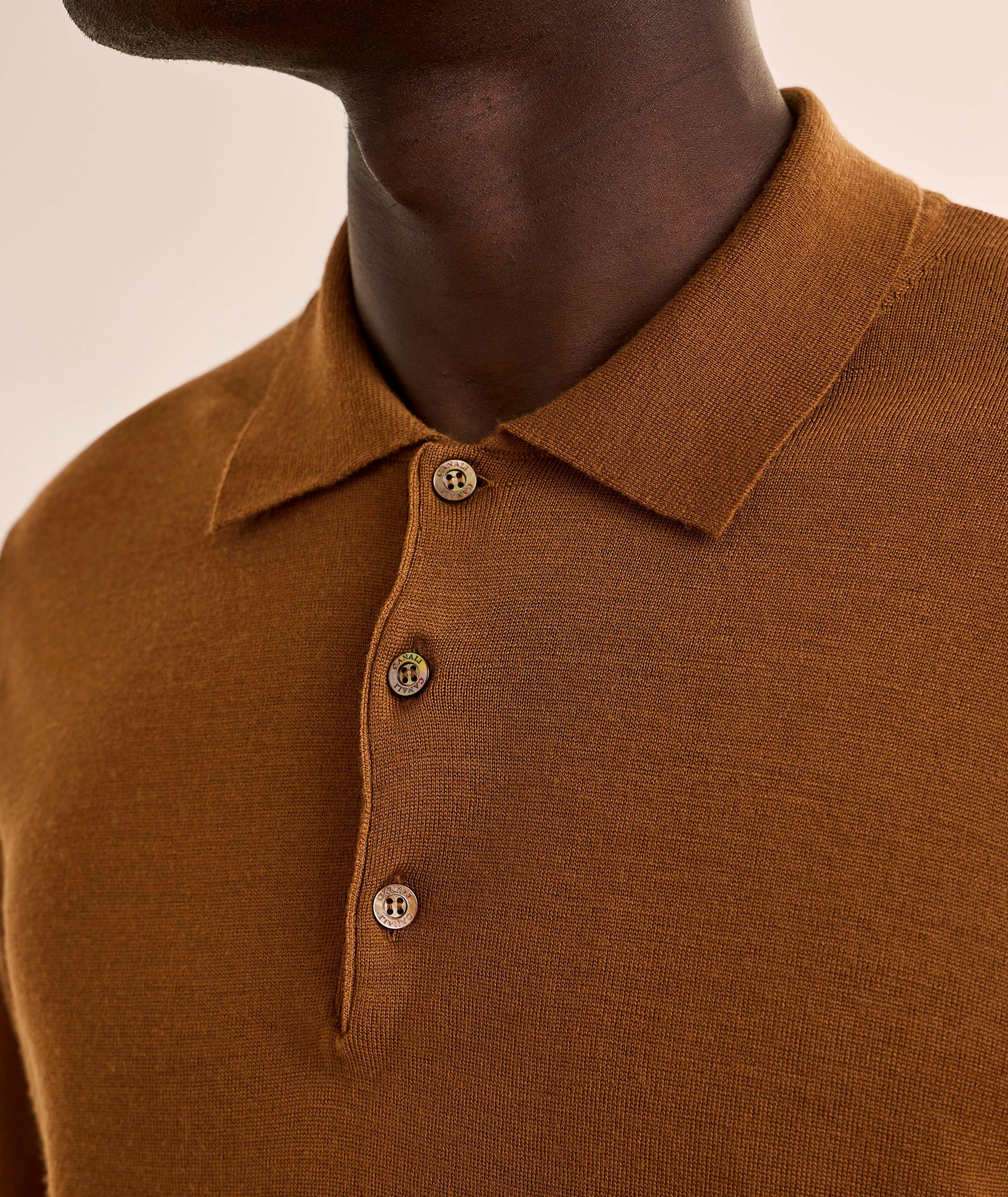 Merino Wool Long-Sleeve Polo image 3