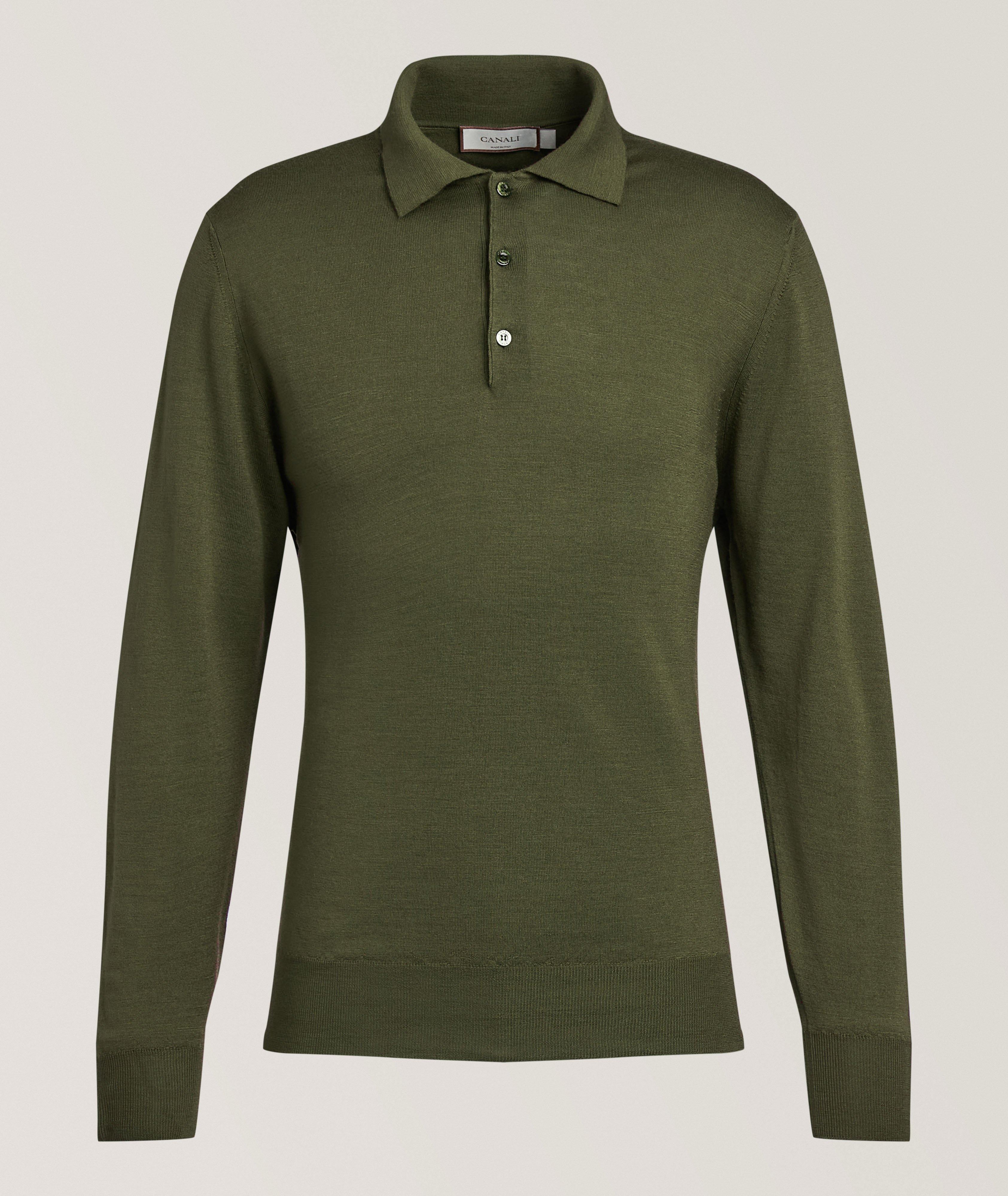 Canali Merino Wool Long-Sleeve Polo