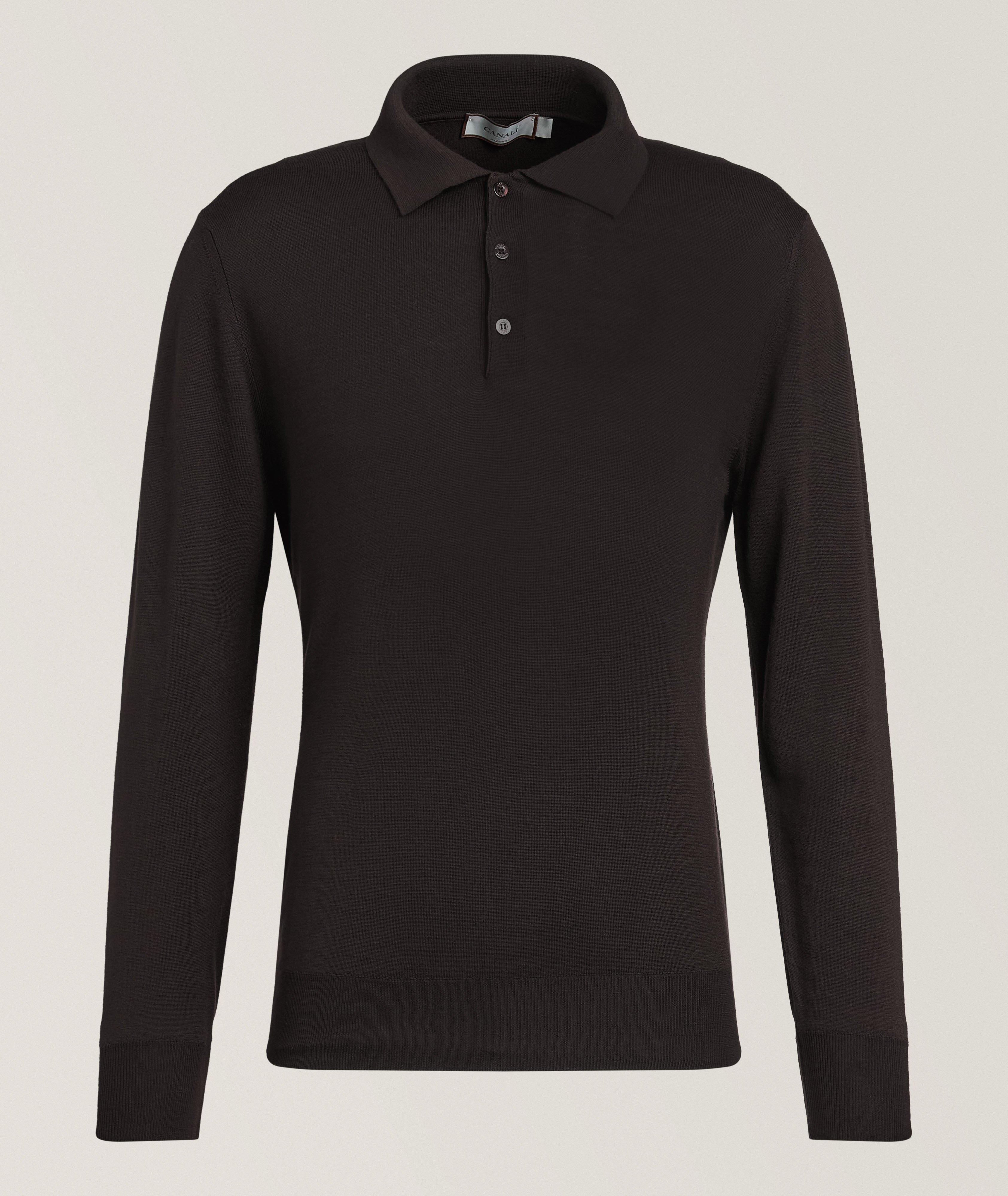 Canali Merino Wool Long-Sleeve Polo