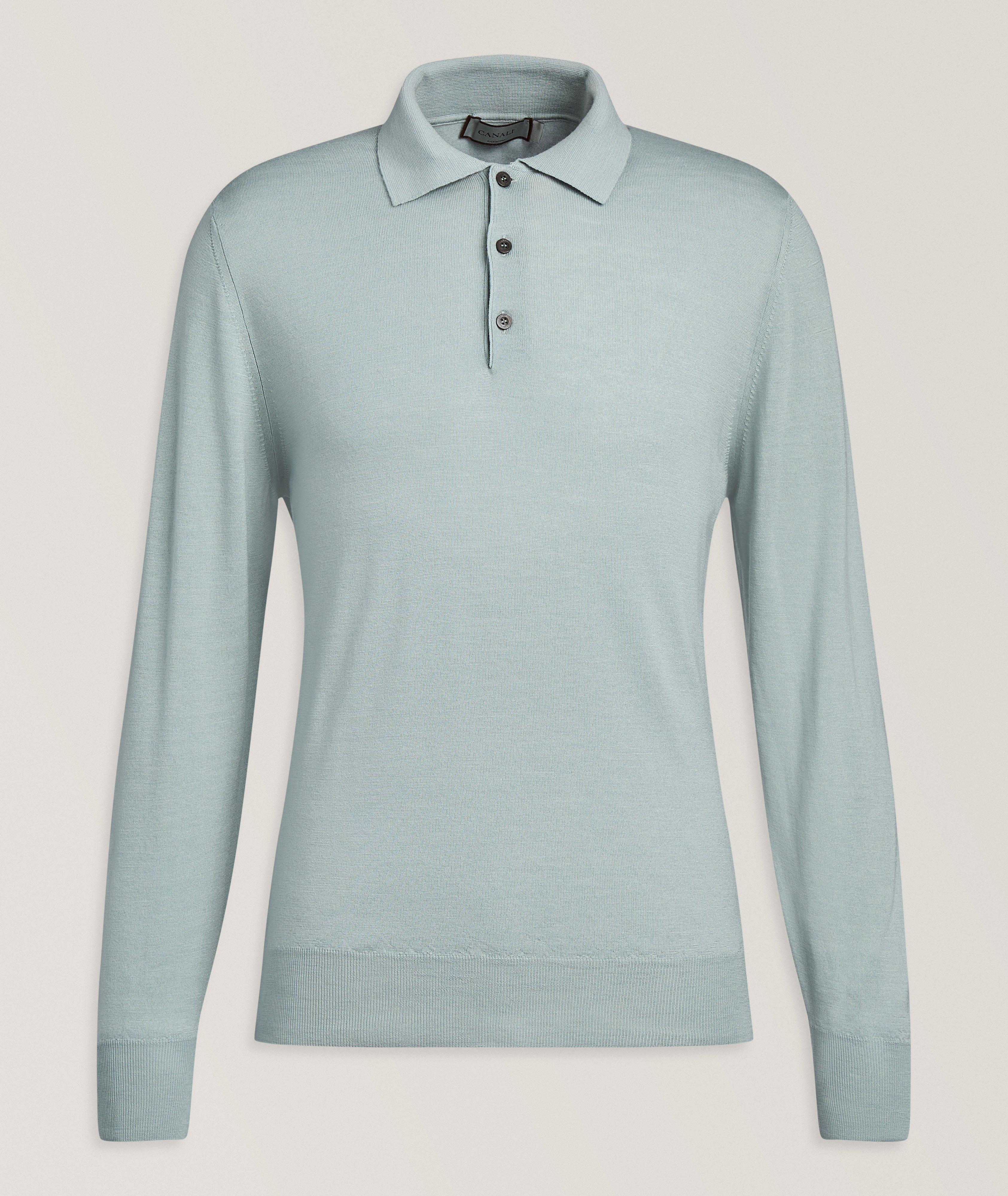 Canali Merino Wool Long-Sleeve Polo