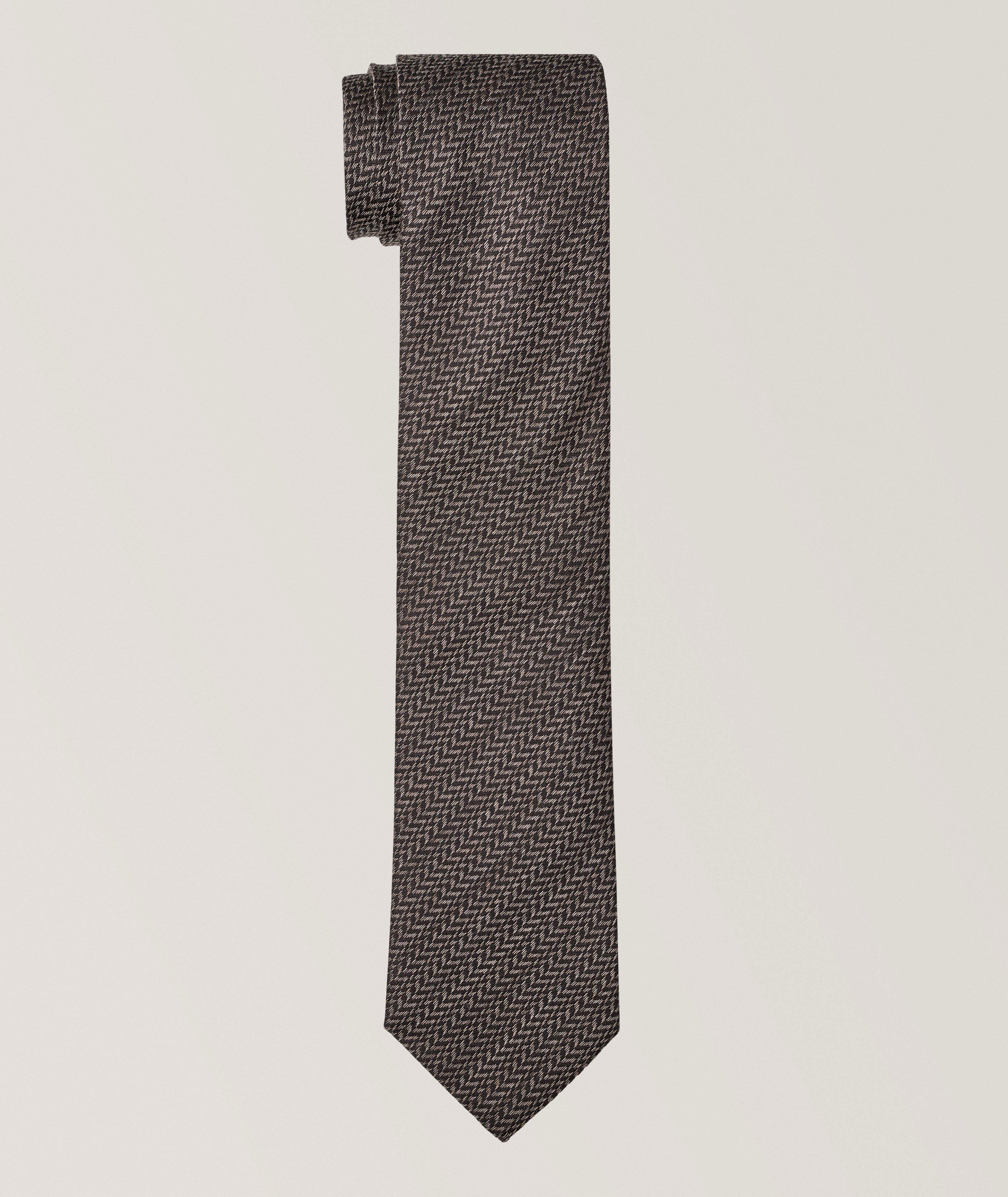 Canali Chevron Silk-Wool Tie