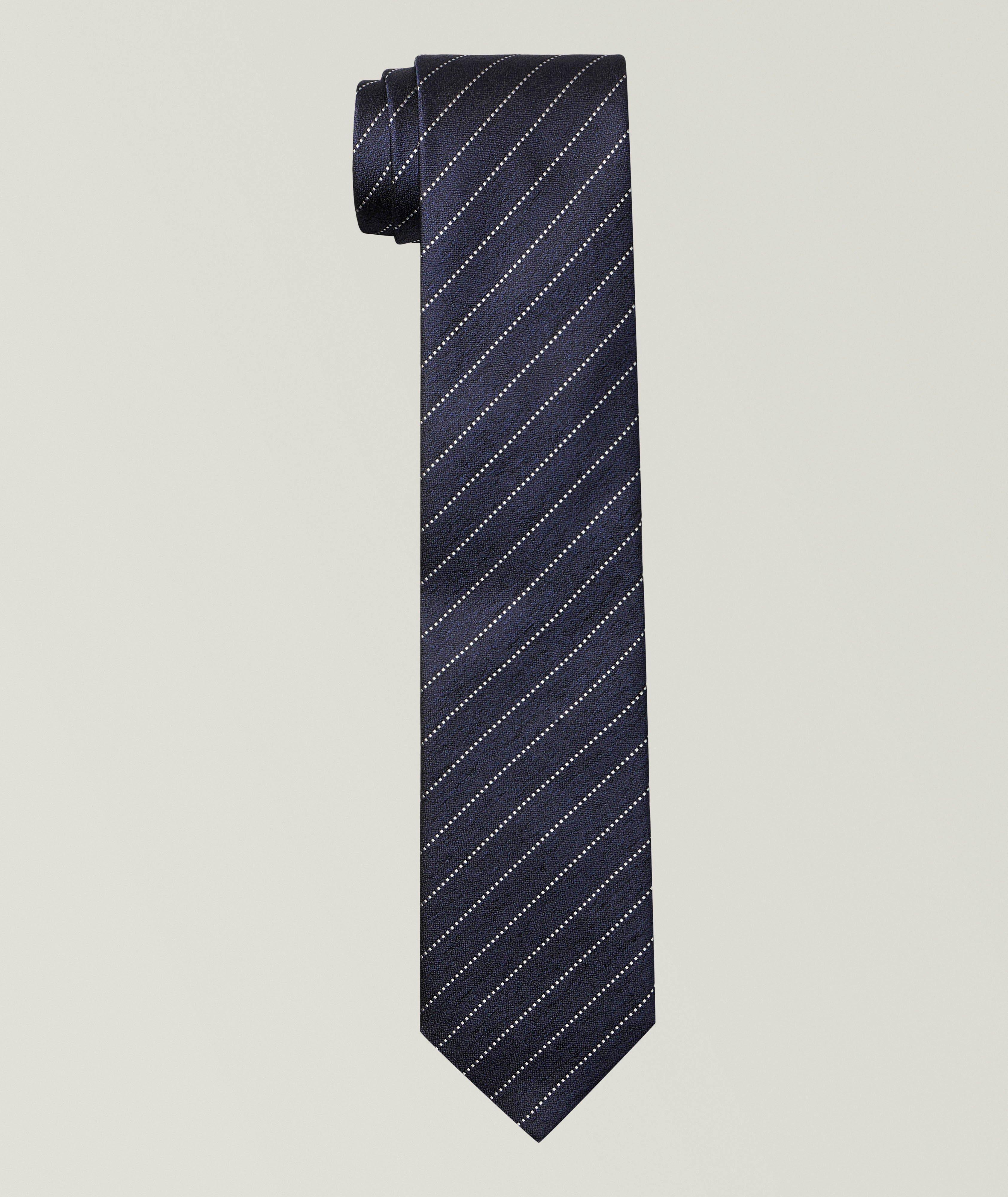 Canali Cravate en soie rayures diagonales