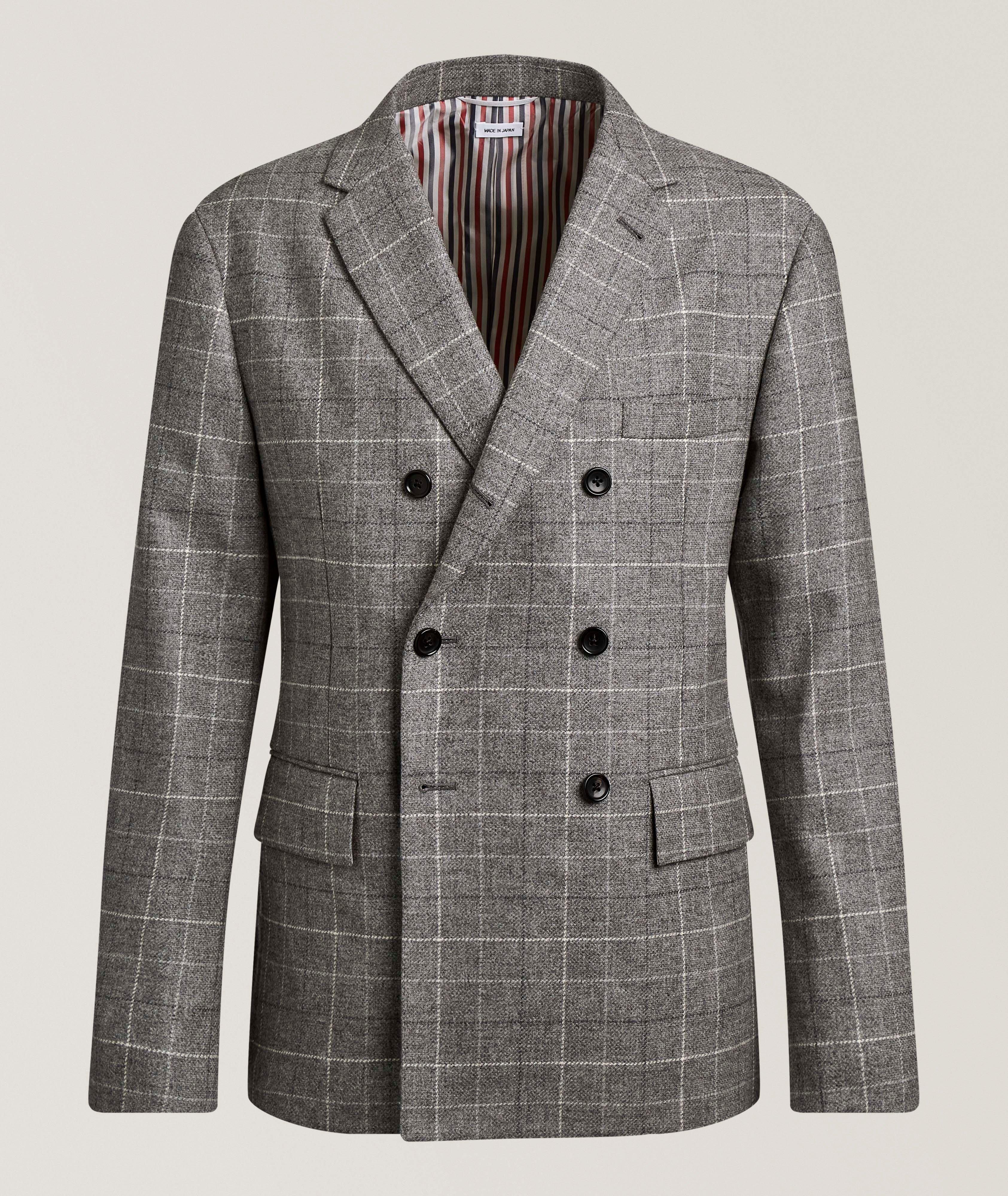 Thom Browne Double-Breasted Windowpane Tweed Sport Jacket