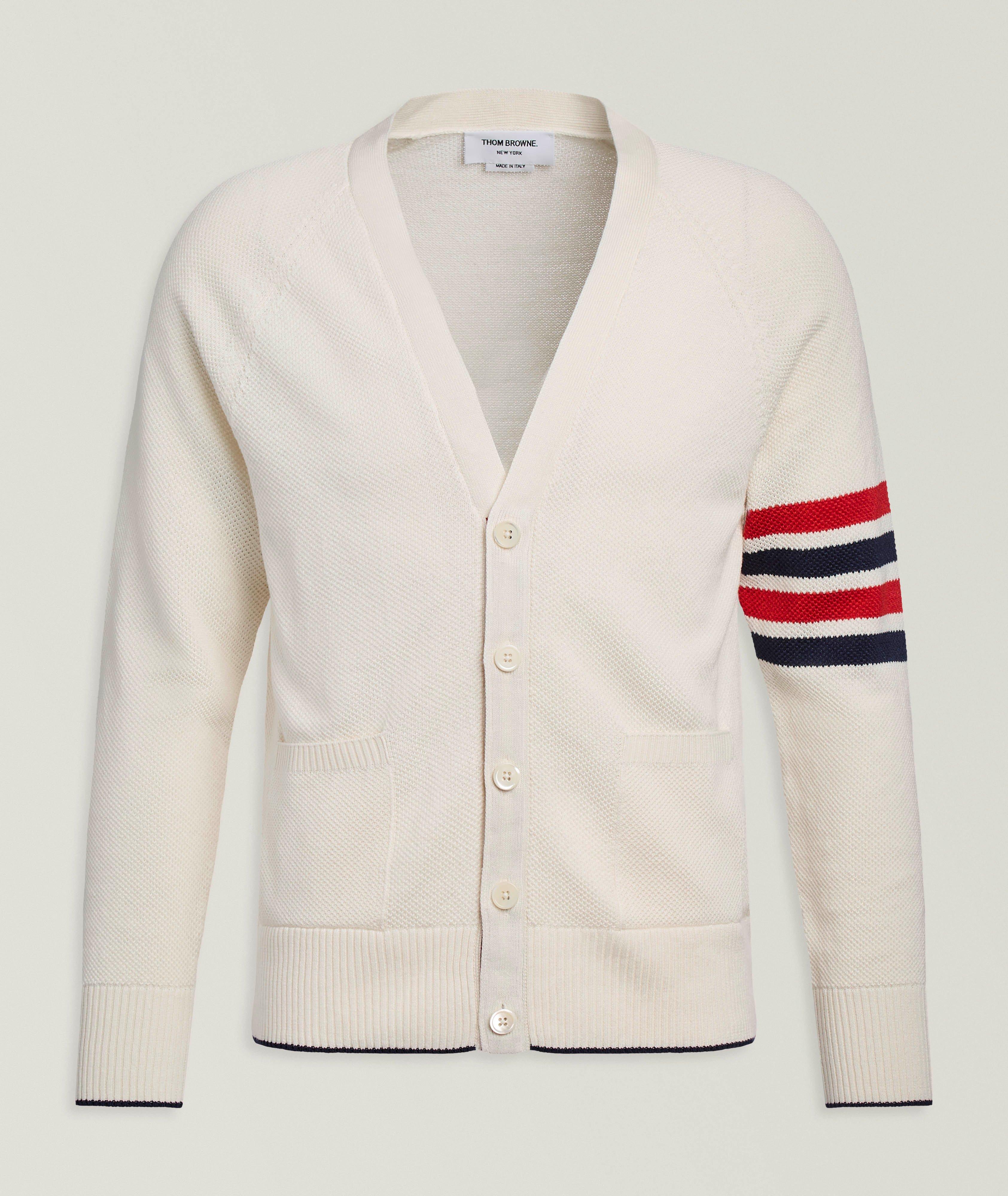 Thom Browne Cardigan coton-lin 4-barres
