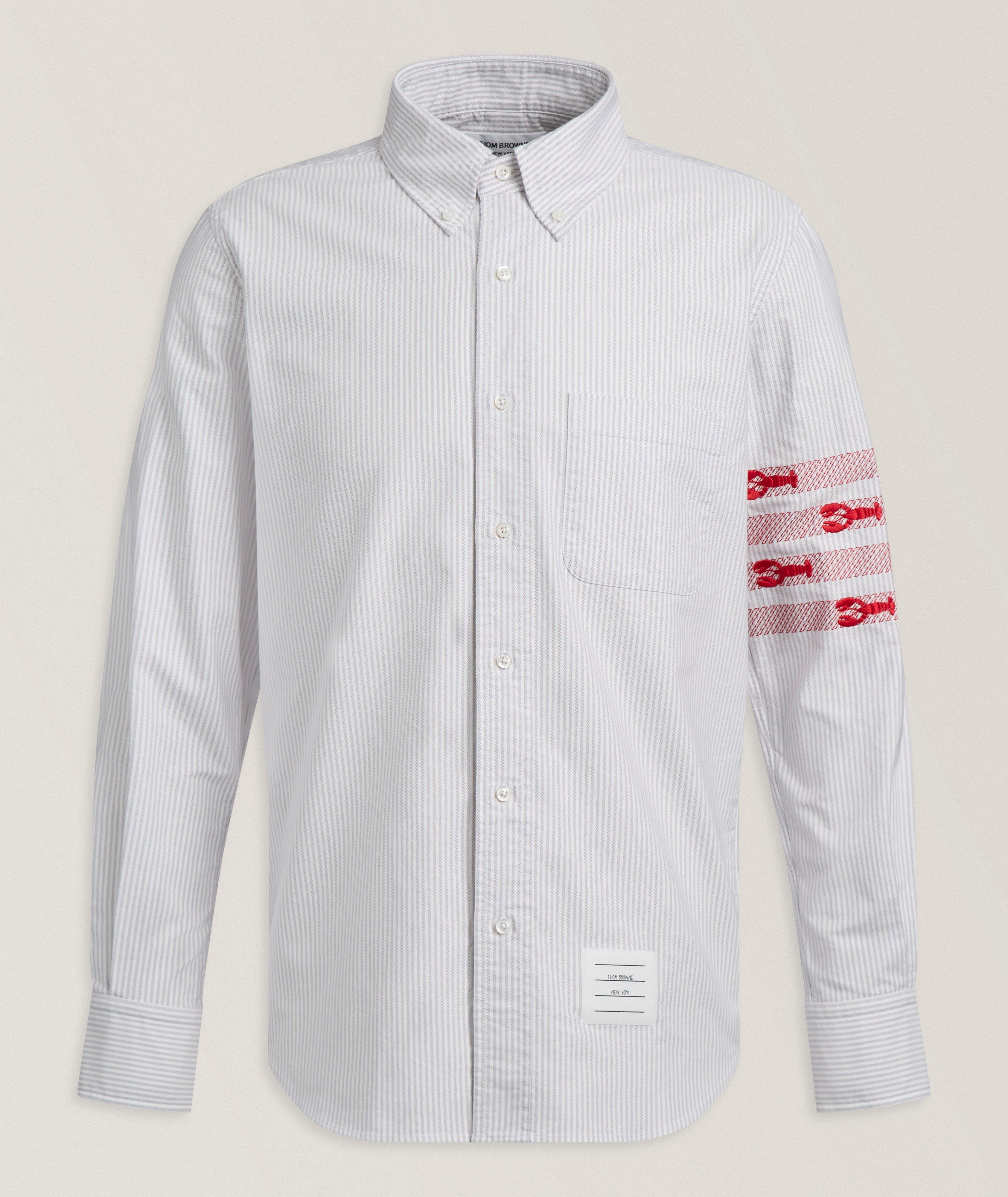 Thom Browne Lobster 4-Bar Striped Cotton Shirt