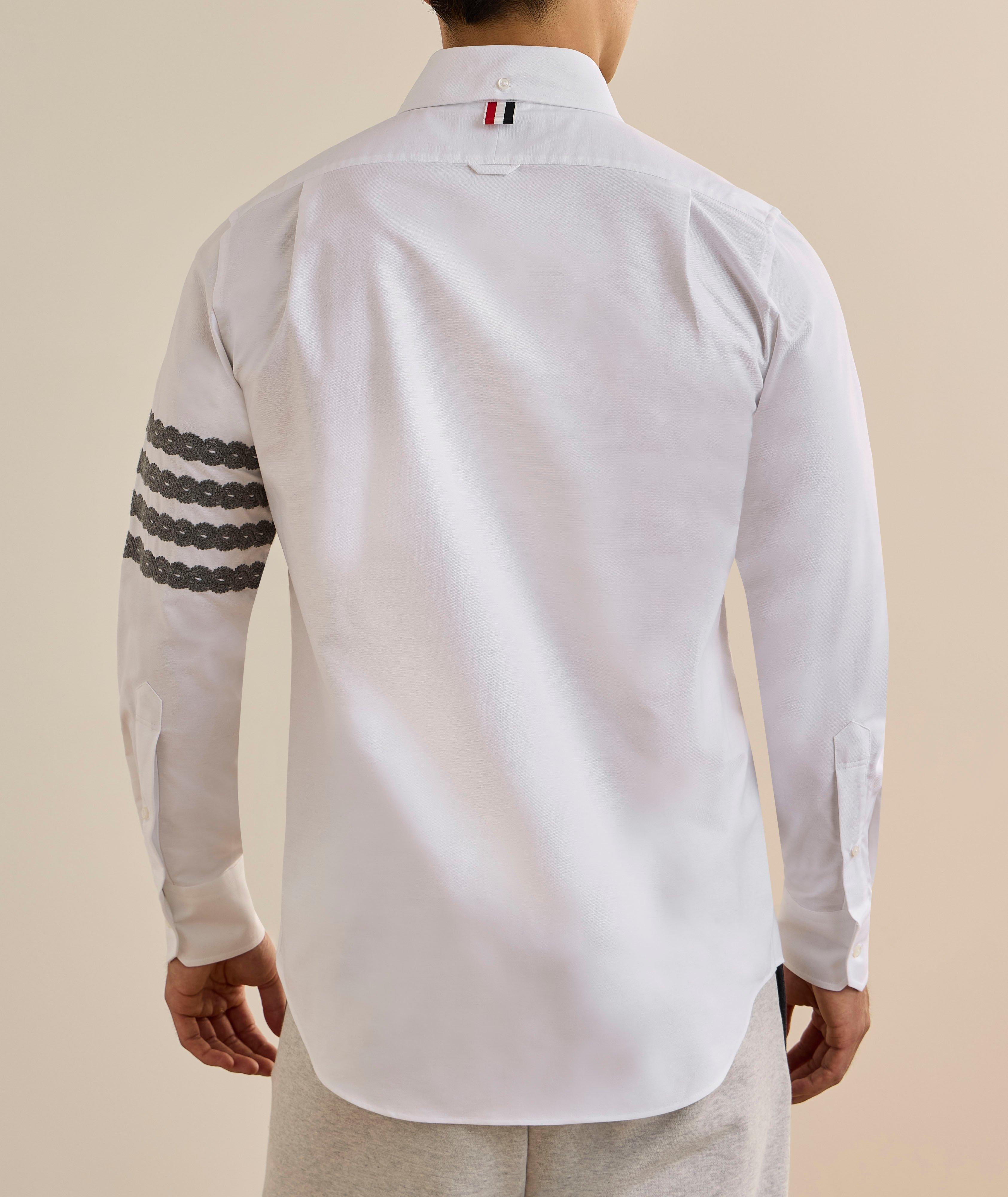 Thom Browne Cable Knit 4-Bar Stripe Oxford Shirt | Casual Shirts