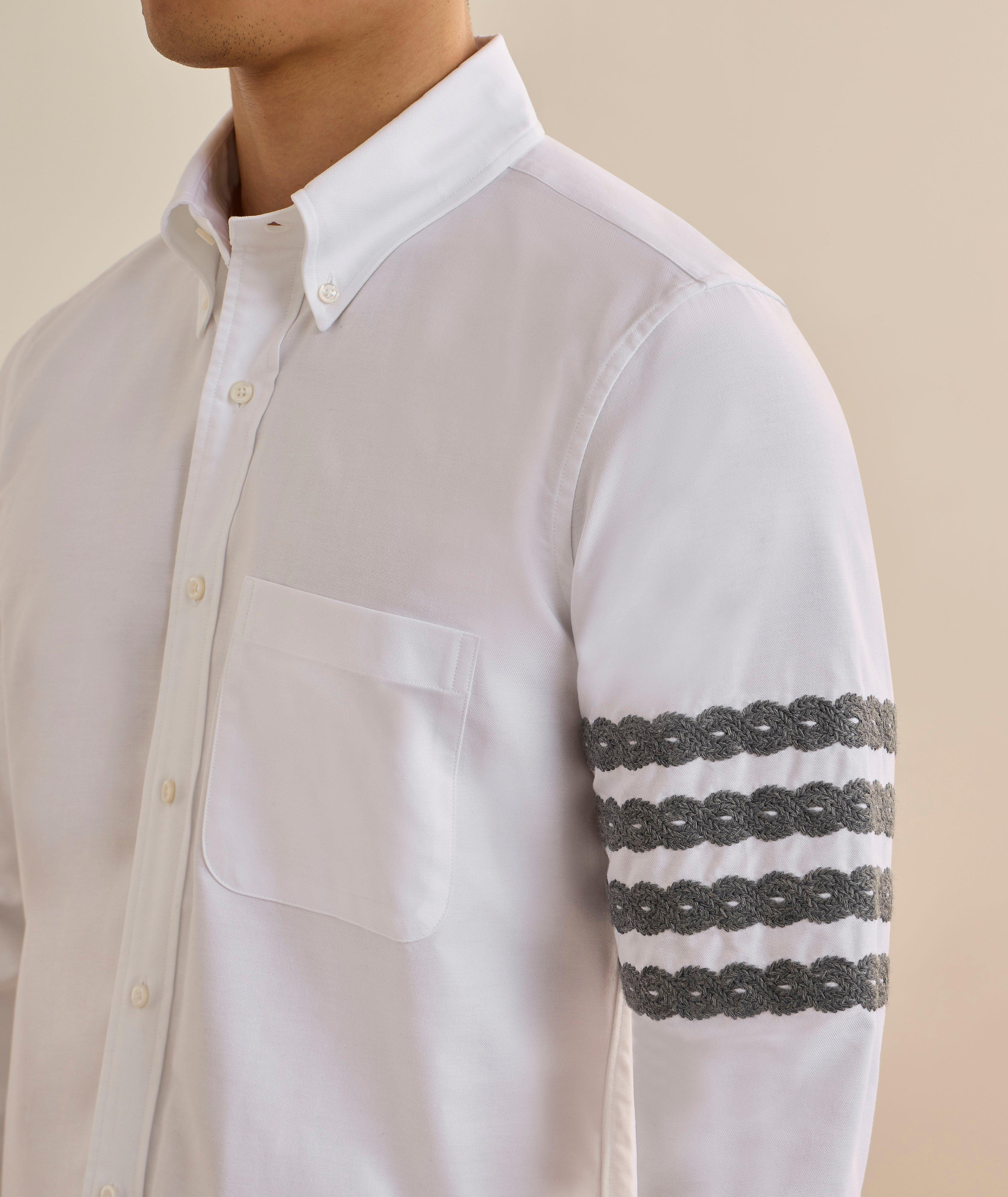 Thom Browne Cable Knit 4-Bar Stripe Oxford Shirt | Casual Shirts