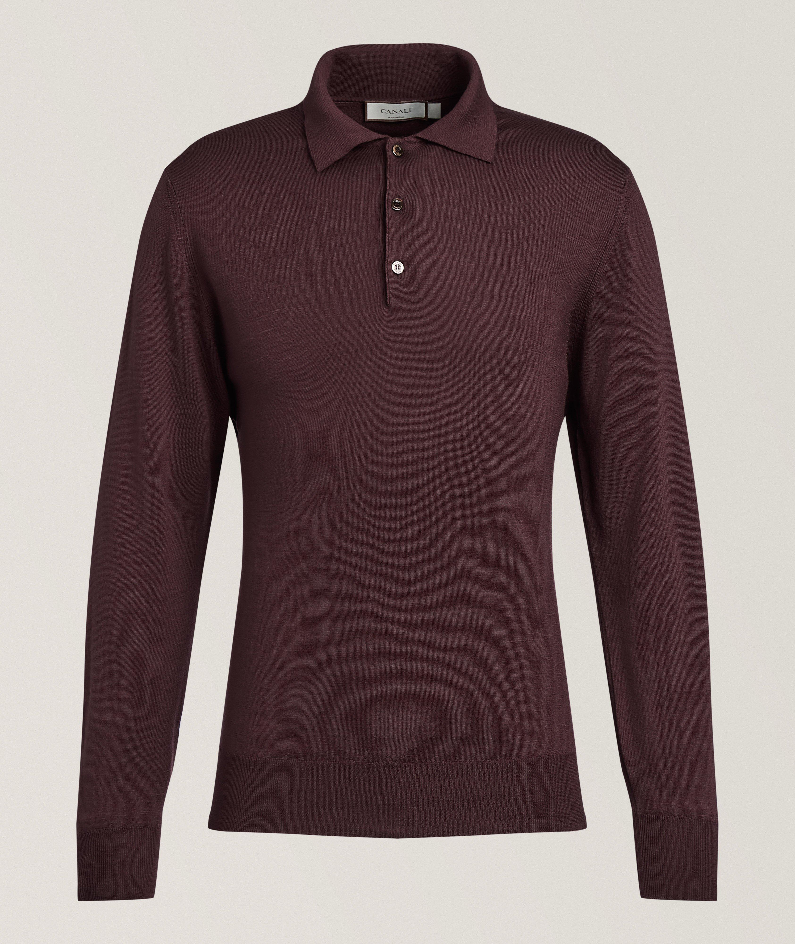 Canali Merino Wool Long-Sleeve Polo