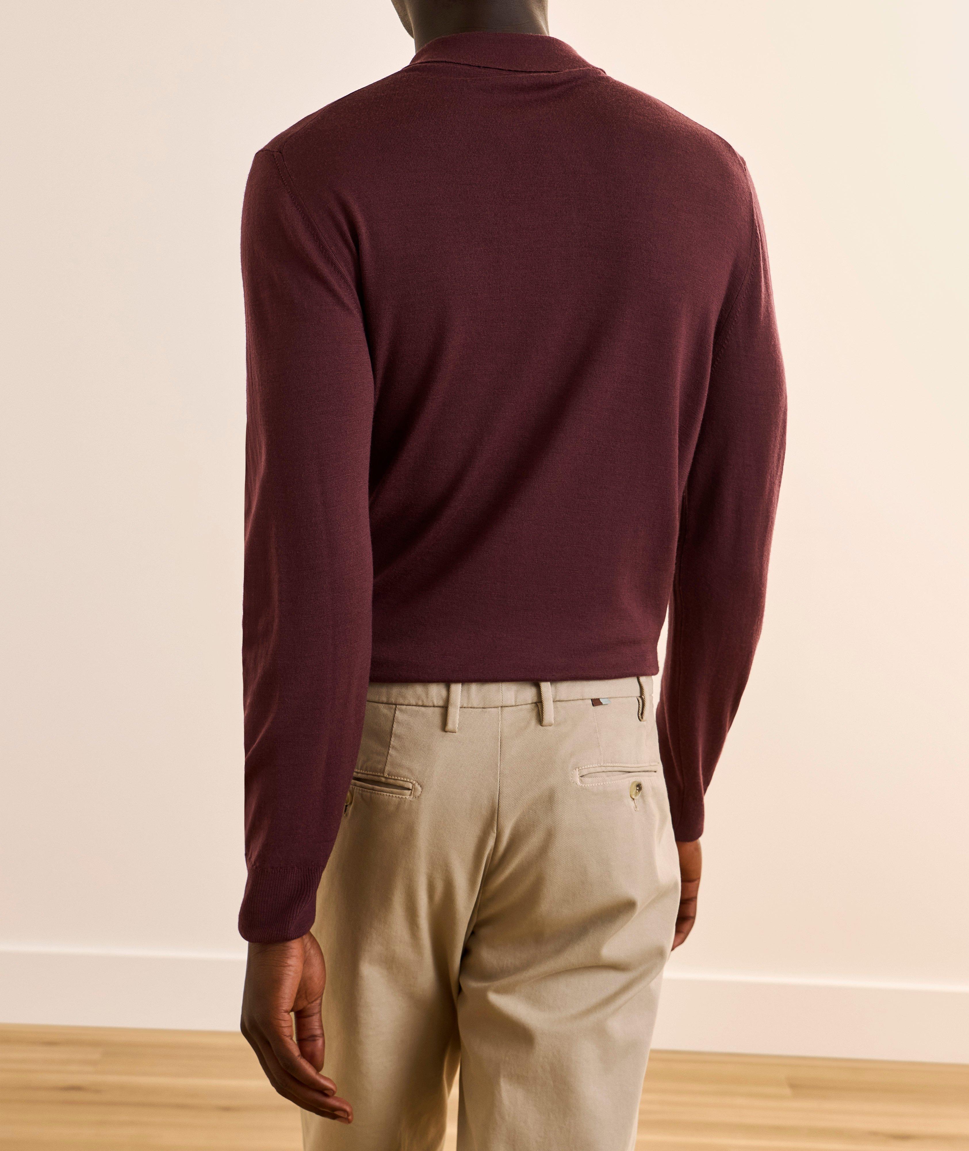 Merino Wool Long-Sleeve Polo image 2