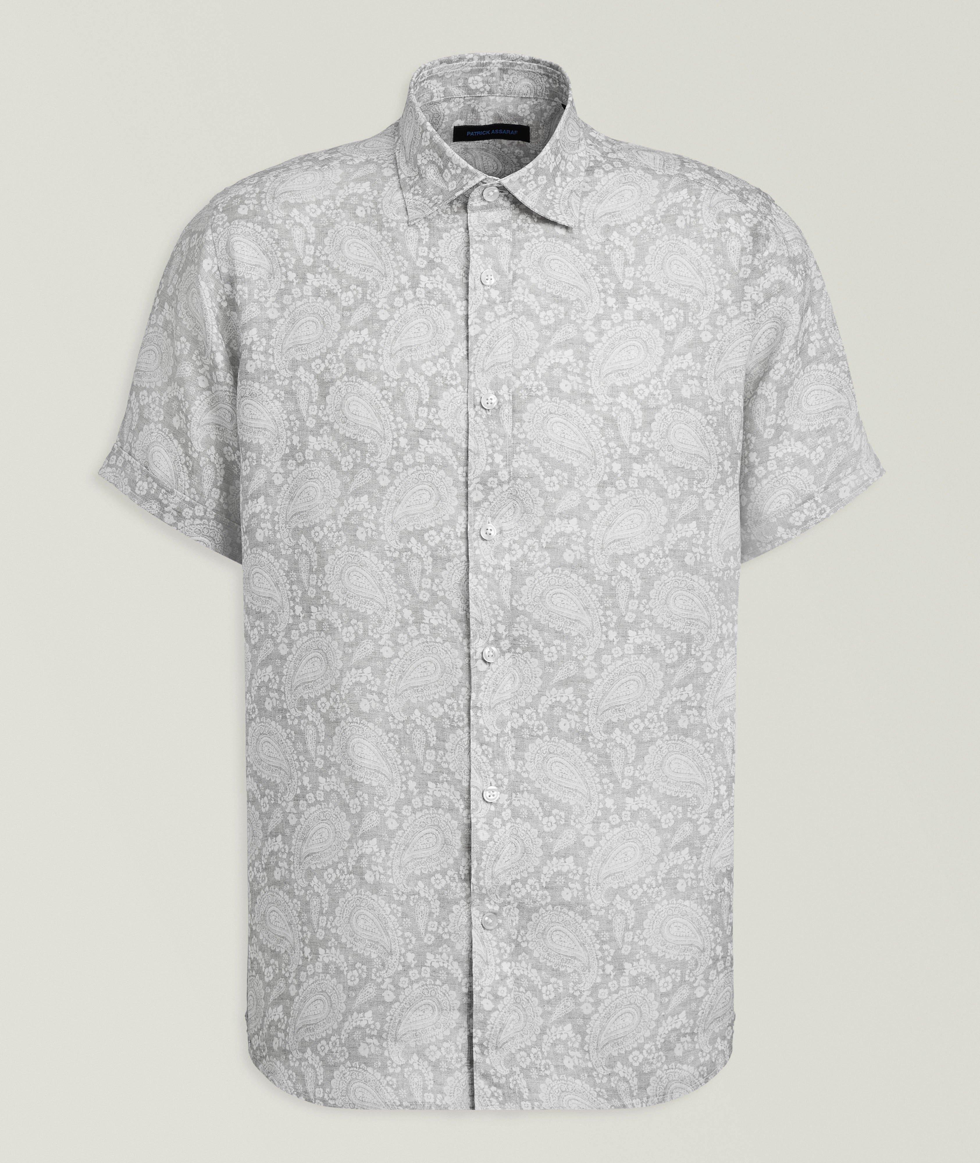 Patrick Assaraf Floral Paisley Linen Shirt