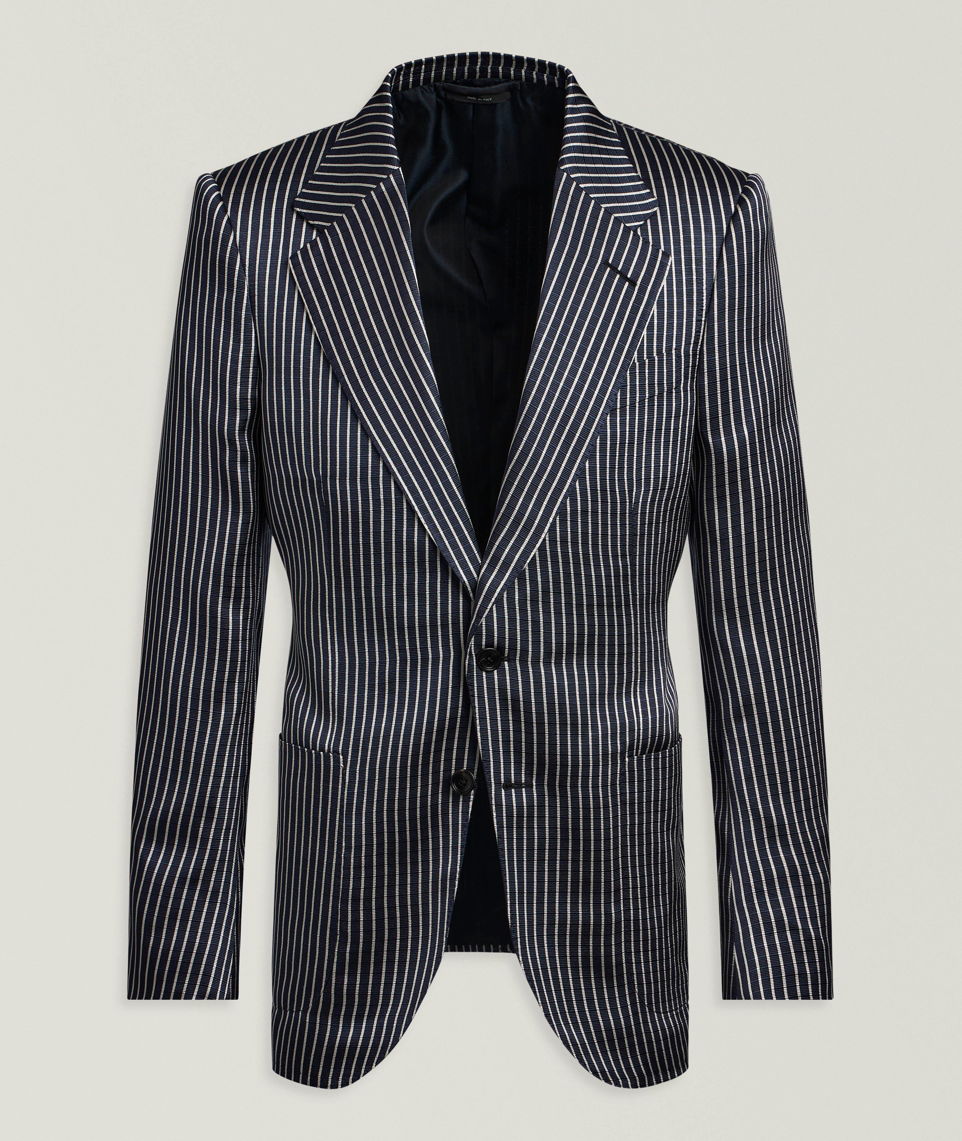 TOM FORD Fluid Silk Faille Stripe Sport Jacket