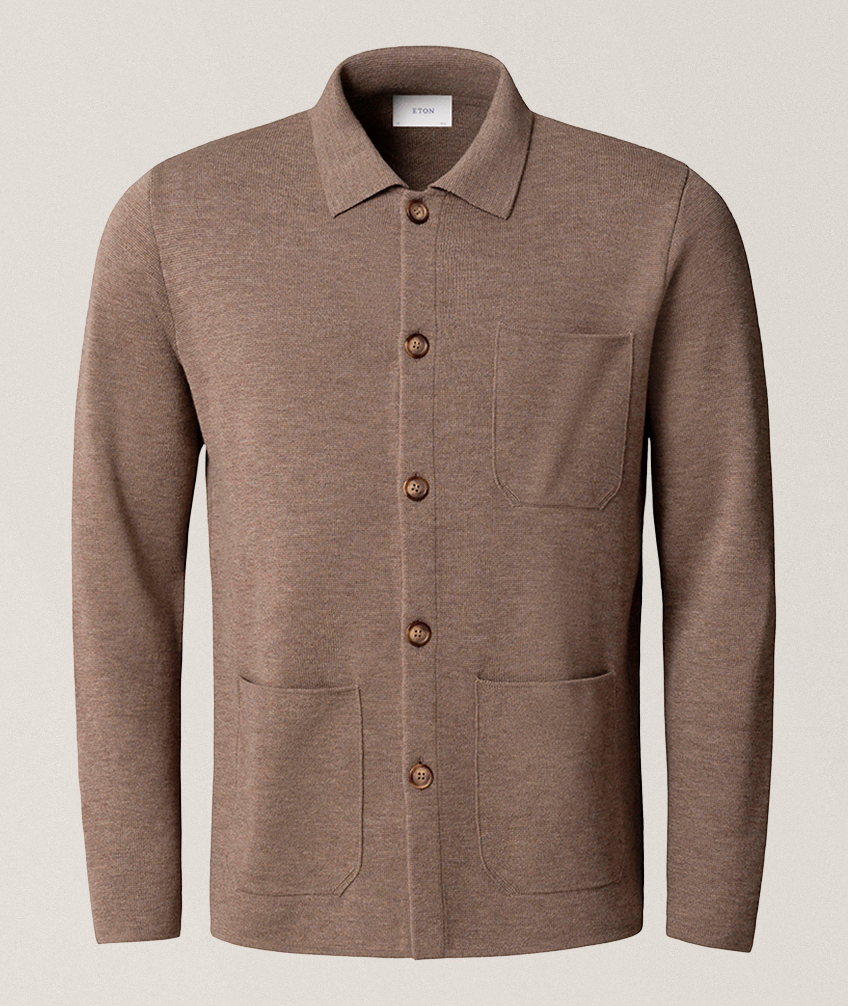 Eton ETON NEUTRALS MERINO MILANO KNIT OVERSHIRT