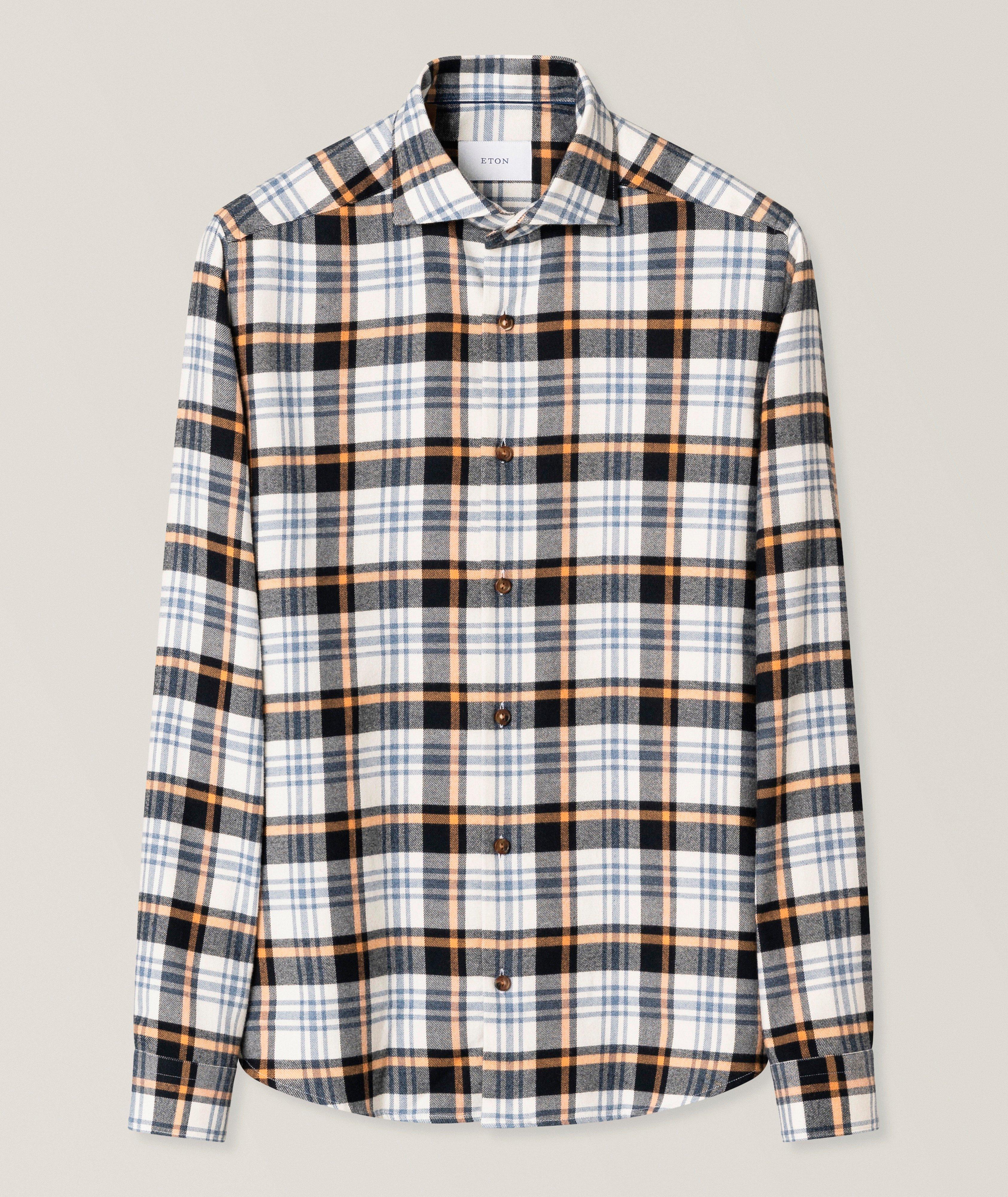 Eton Casual-Fit Plaid Check Flannel Shirt