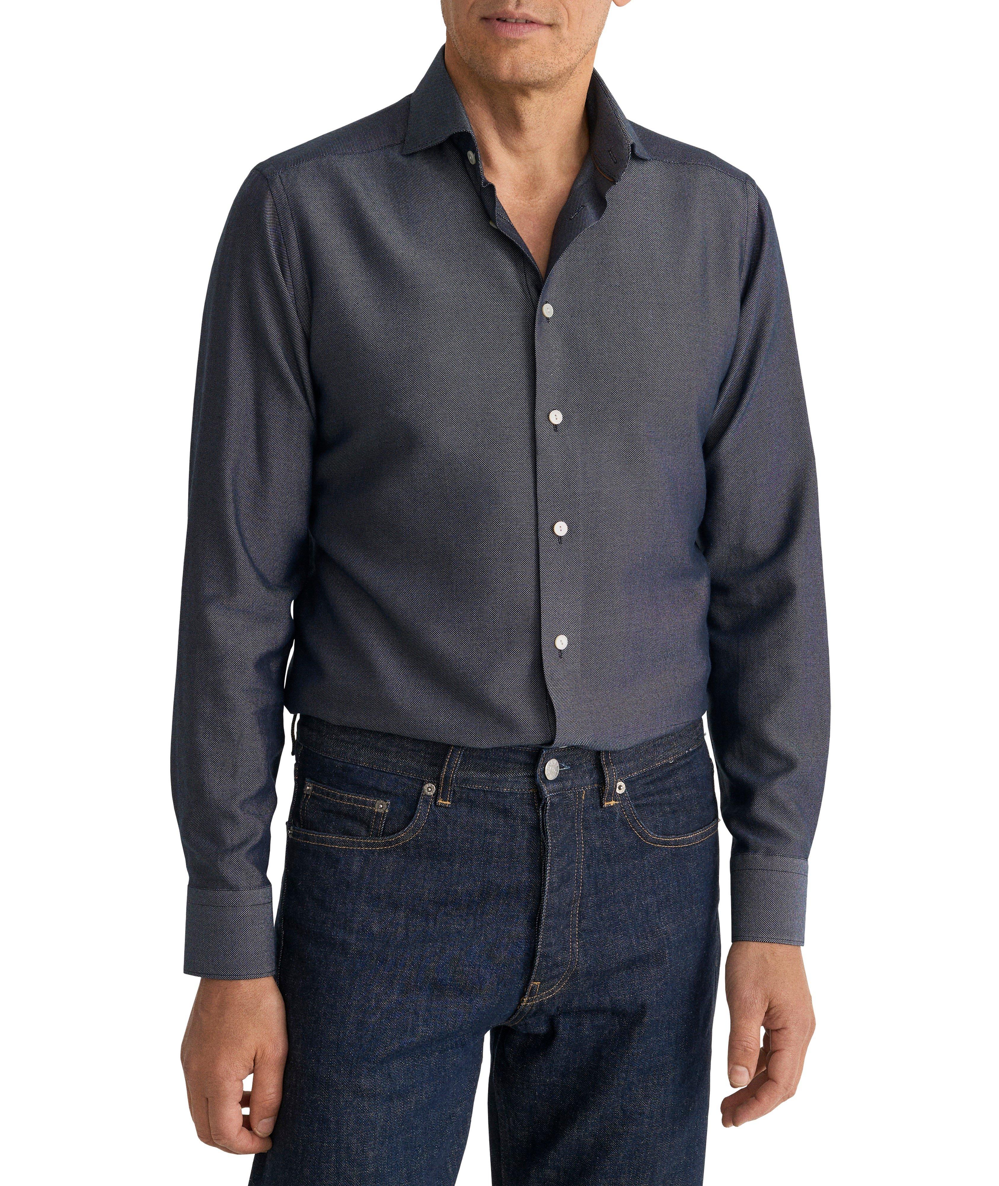 Slim-Fit Cotton Silk Cashmere Dress Shirt image 2