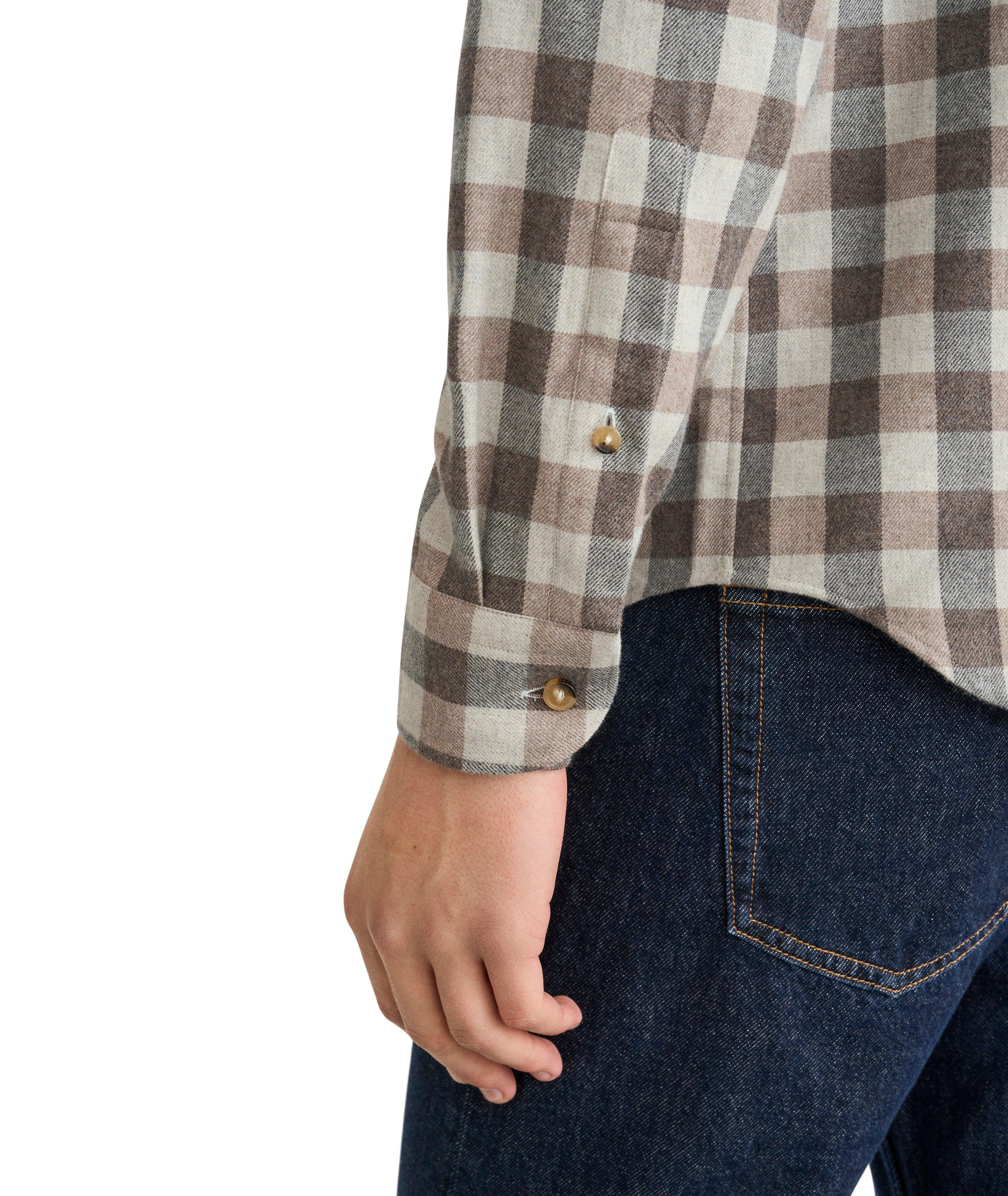Casual-Fit Block Check Flannel Shirt image 5
