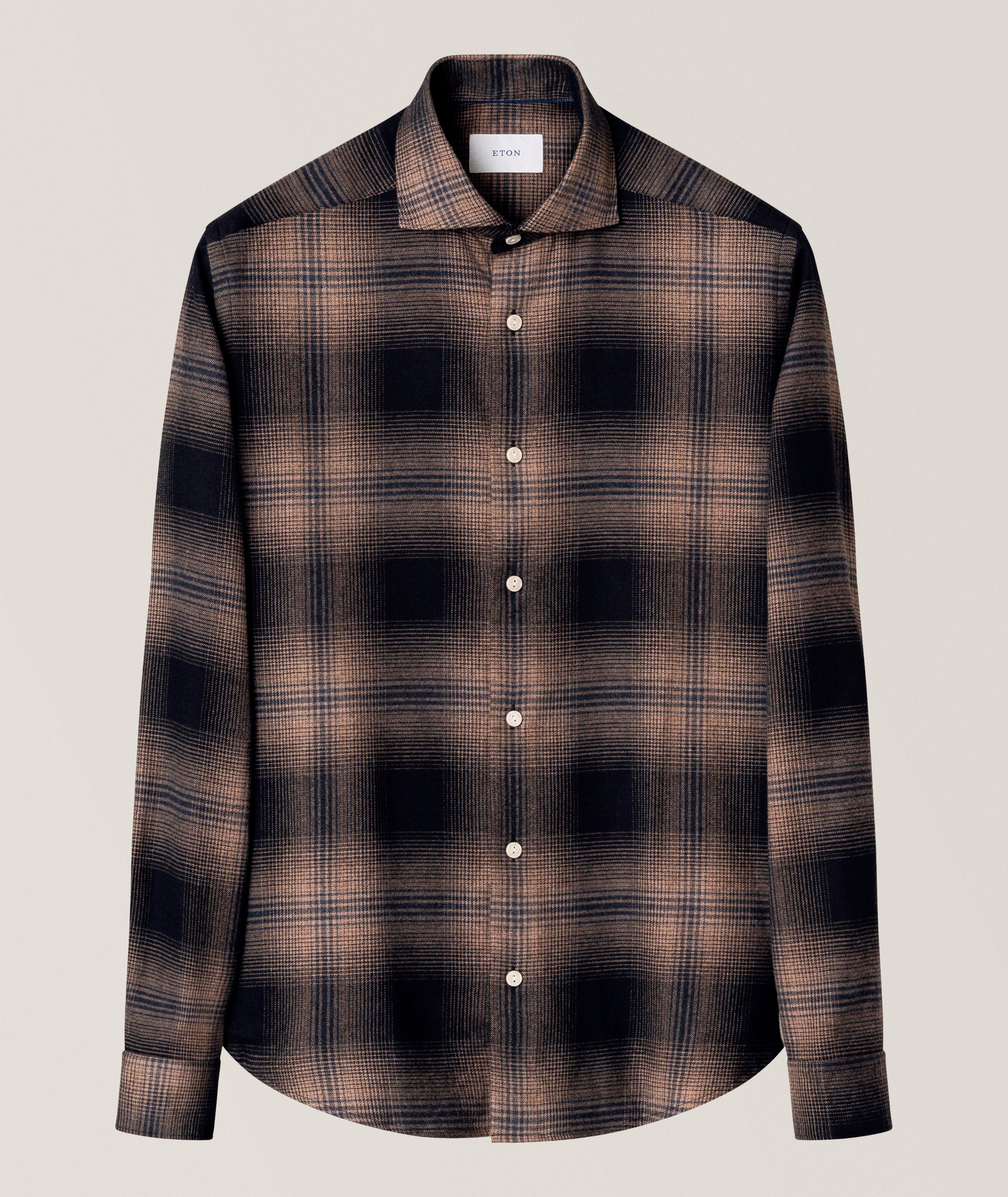 Eton Casual-Fit Plaid Check Flannel Shirt