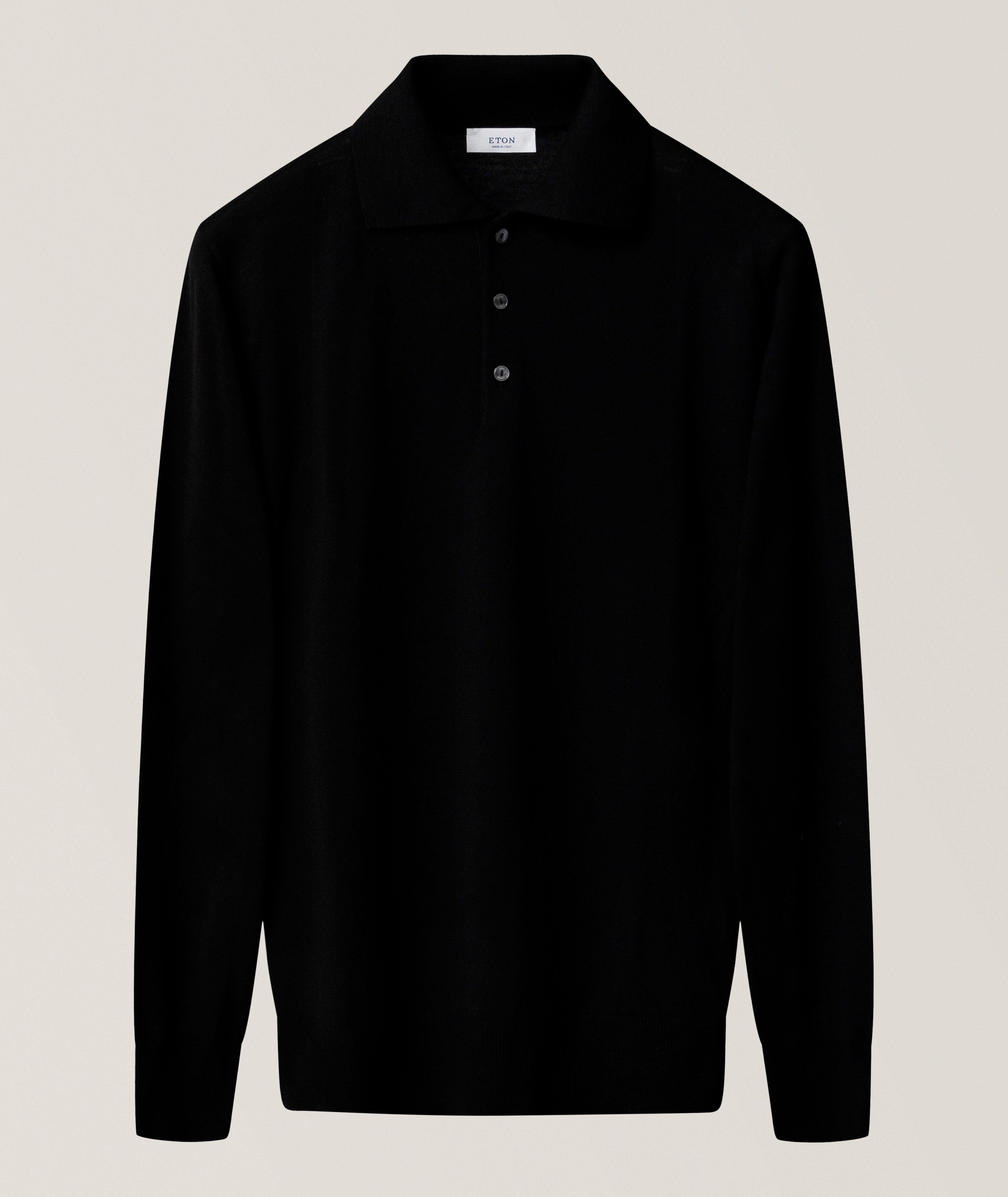 Eton ETON BLK MERINO FINE KNIT POLO SHIRT