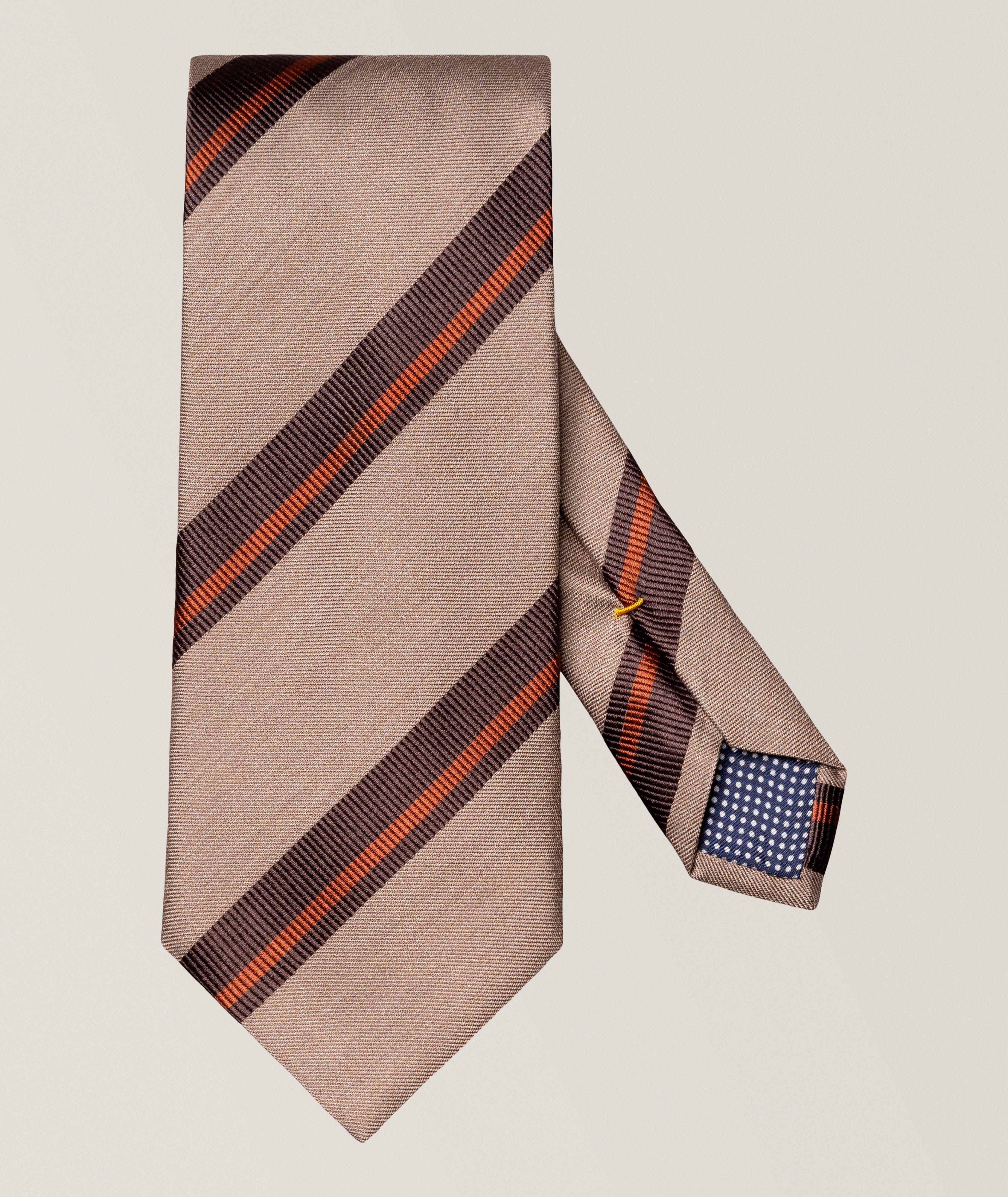 Eton Striped Woven Shantung Silk Tie