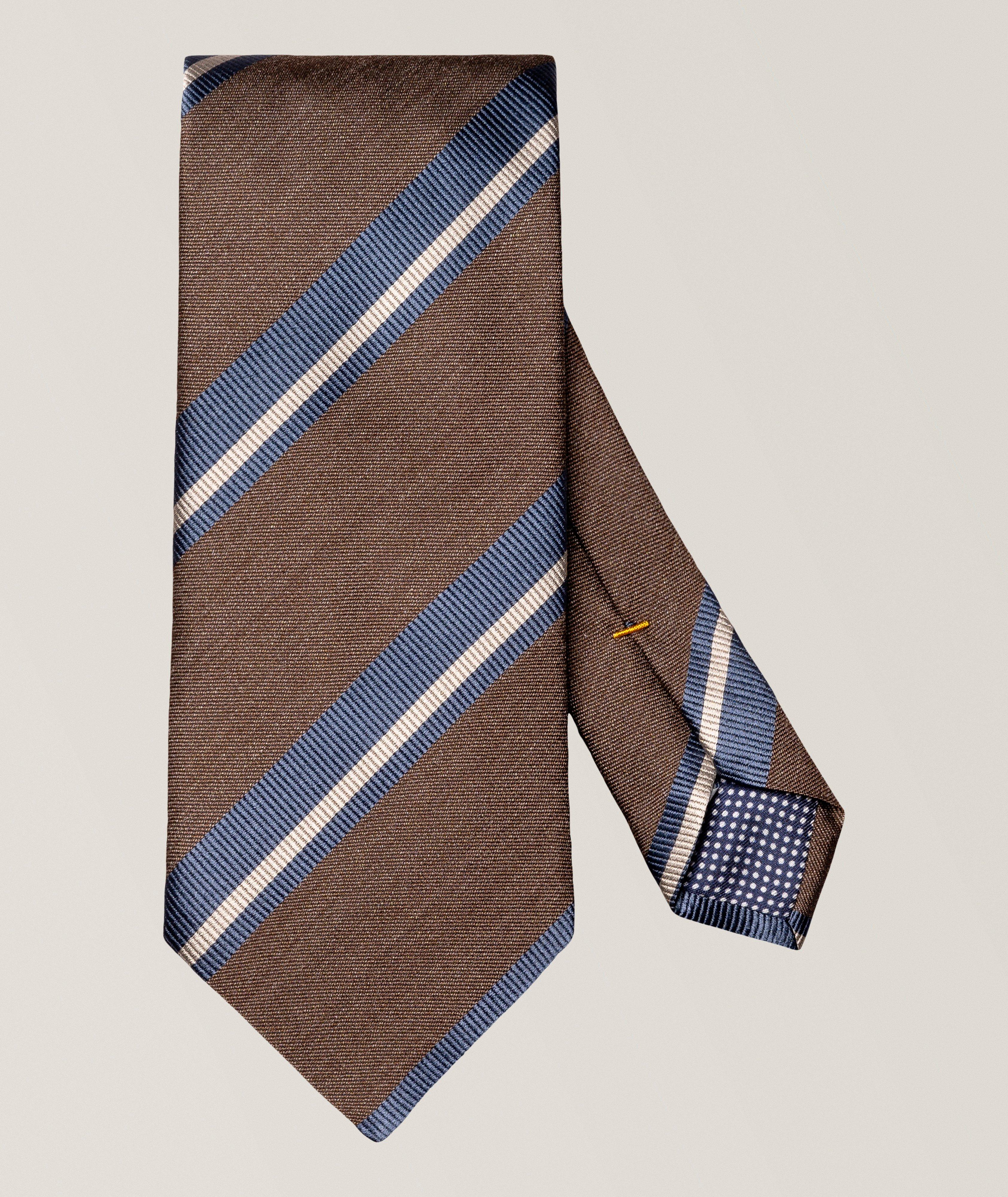Eton Striped Woven Shantung Silk Tie