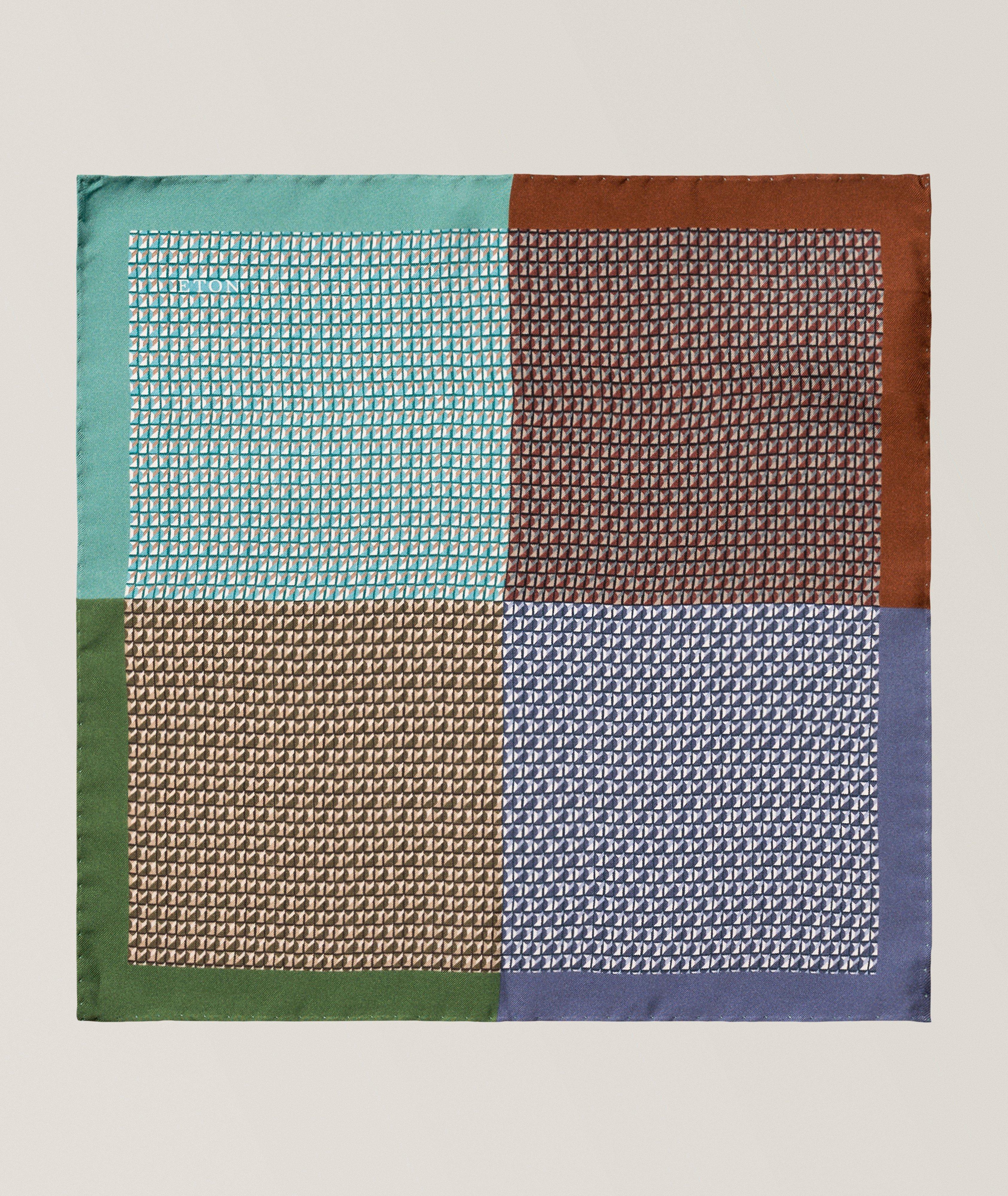 Eton Four-Sided Geometric Silk Pocket Square