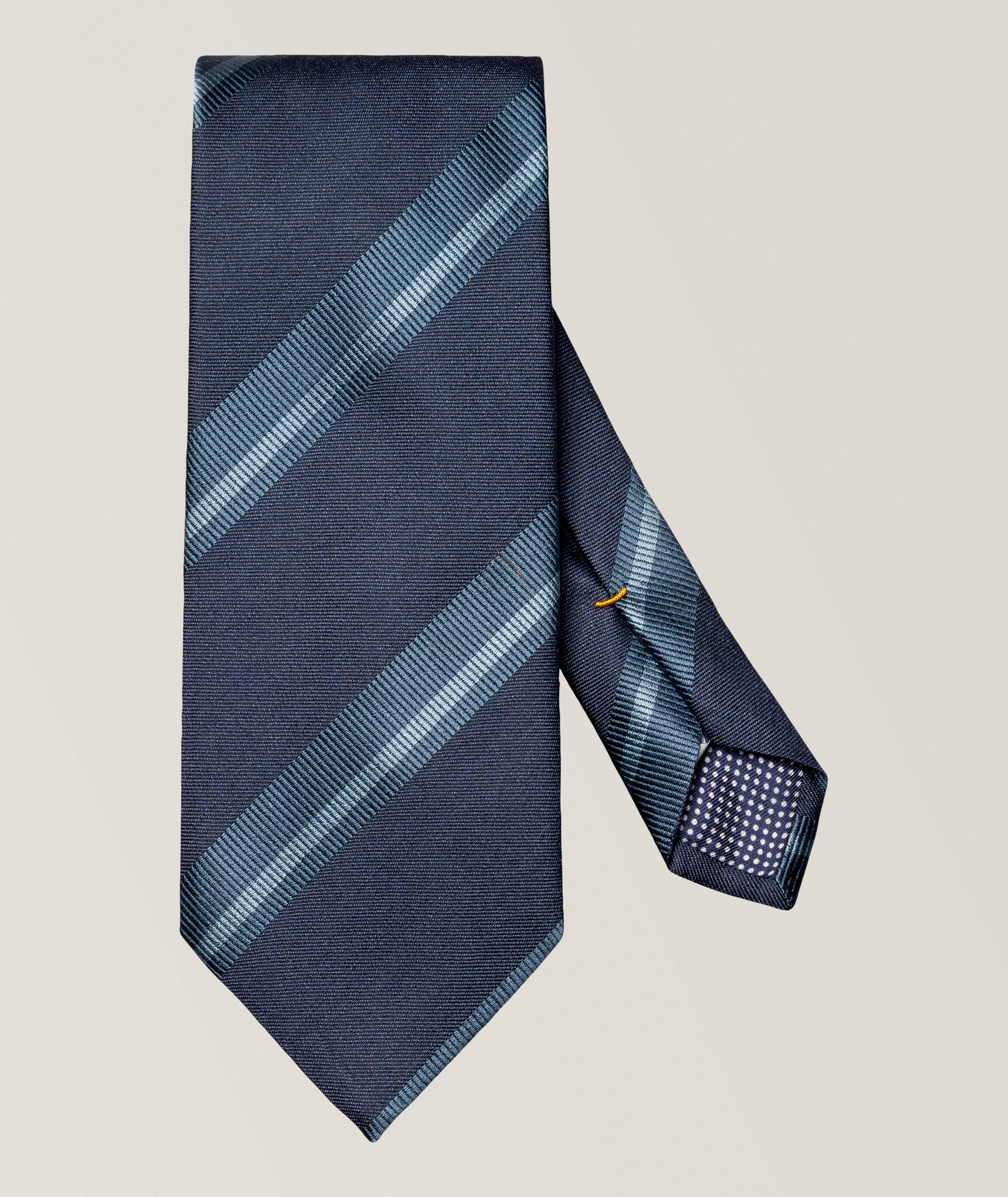 Eton Striped Woven Shantung Silk Tie
