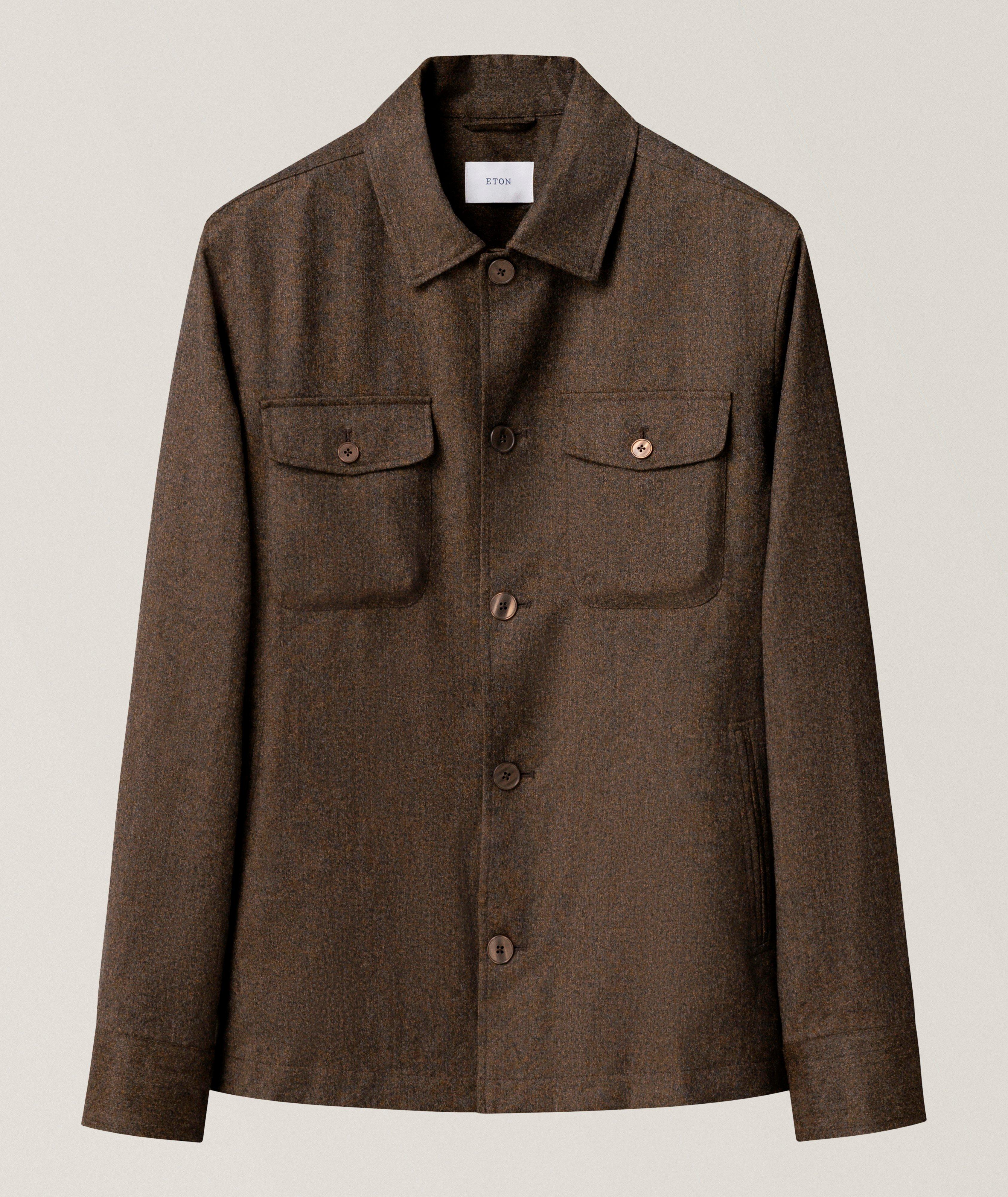 Eton Active Merino Wool Flannel Overshirt
