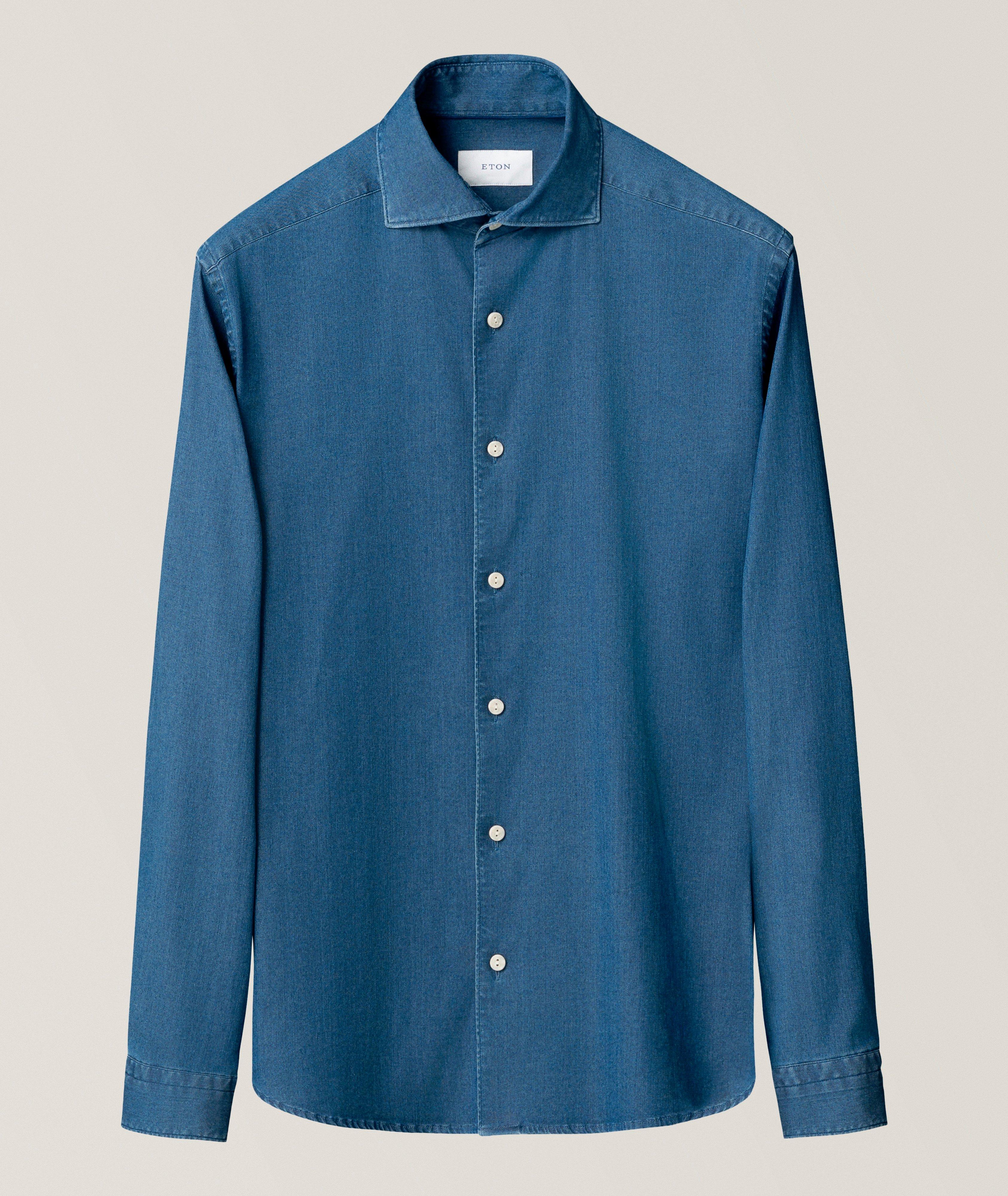 Eton ETON MID BLUE DENIM STRETCH SHIRT
