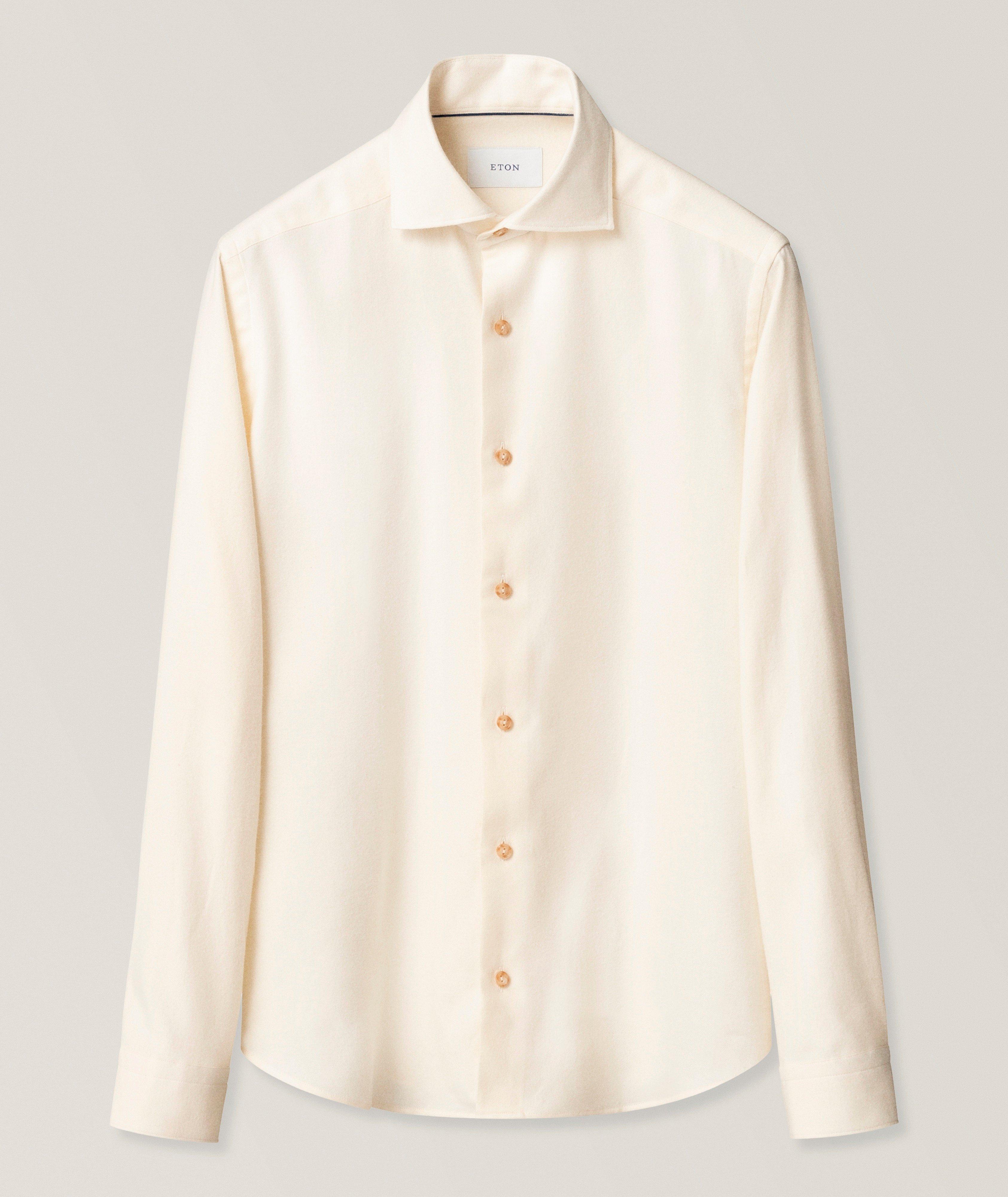 Eton ETON WHITE SOLID FLANNEL SHIRT