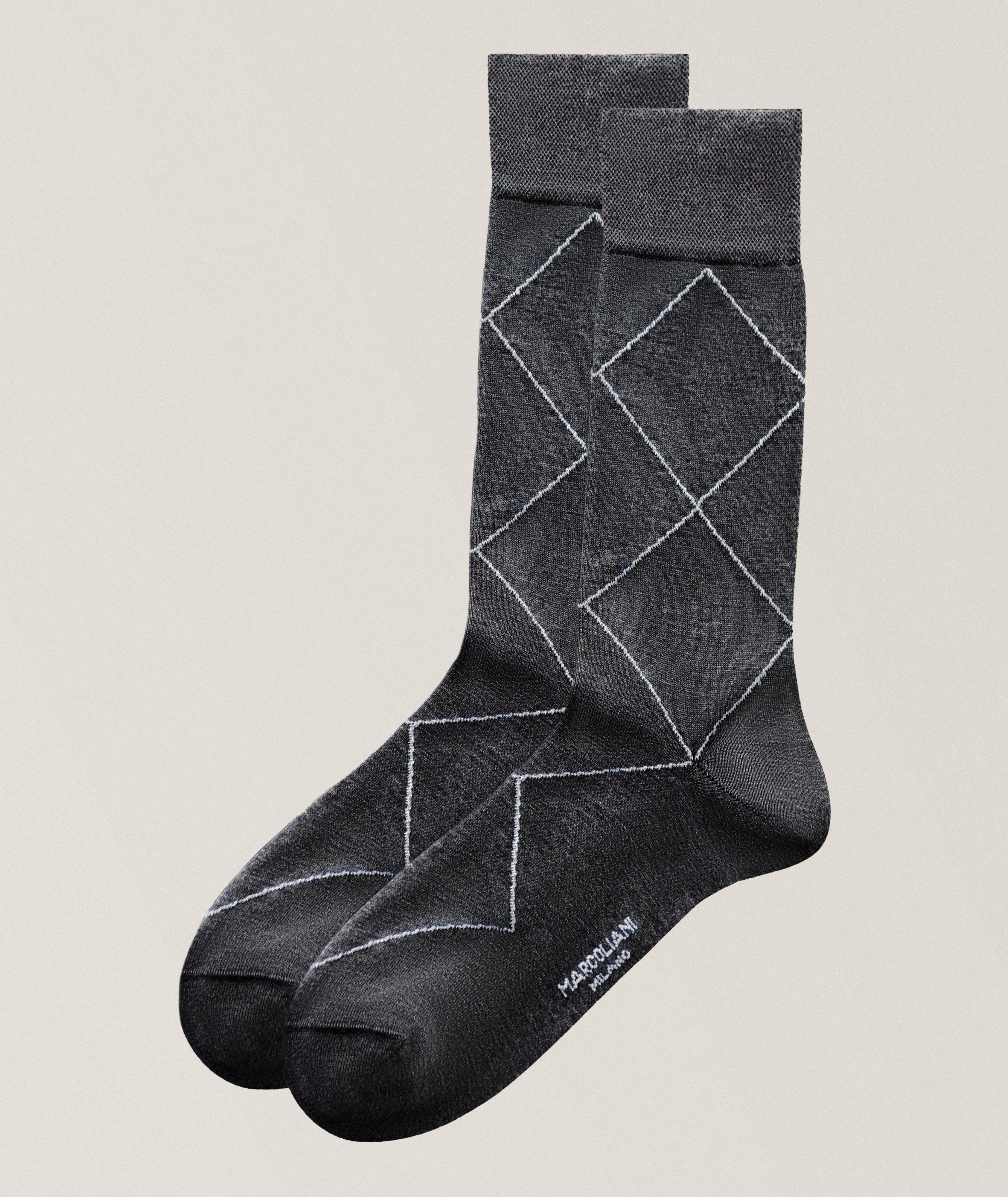 Marcoliani Ombré Argyle Pima Cotton-Blend Socks