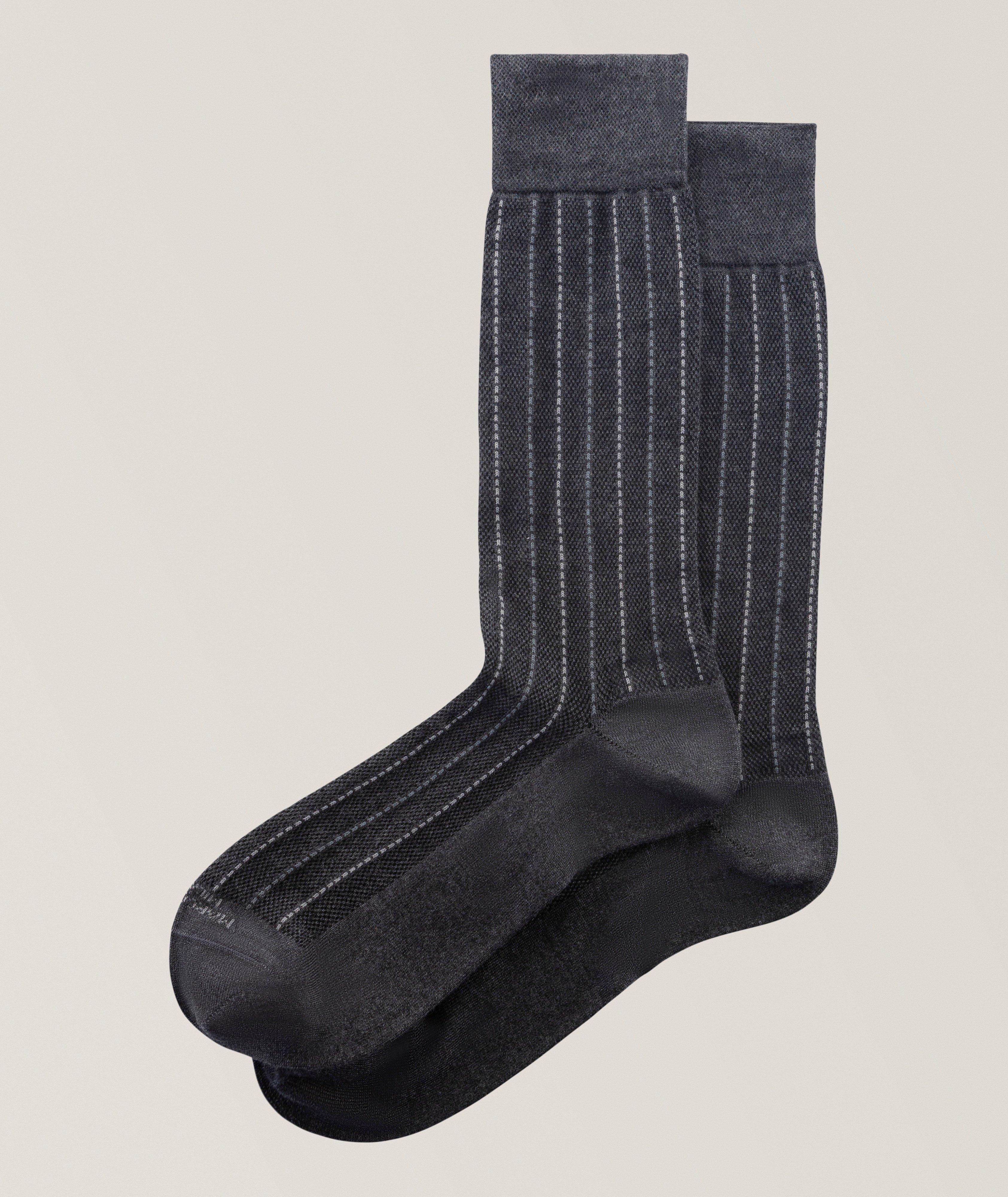 Piqué Pinstripe Mousse of Modal Dress Socks image 0