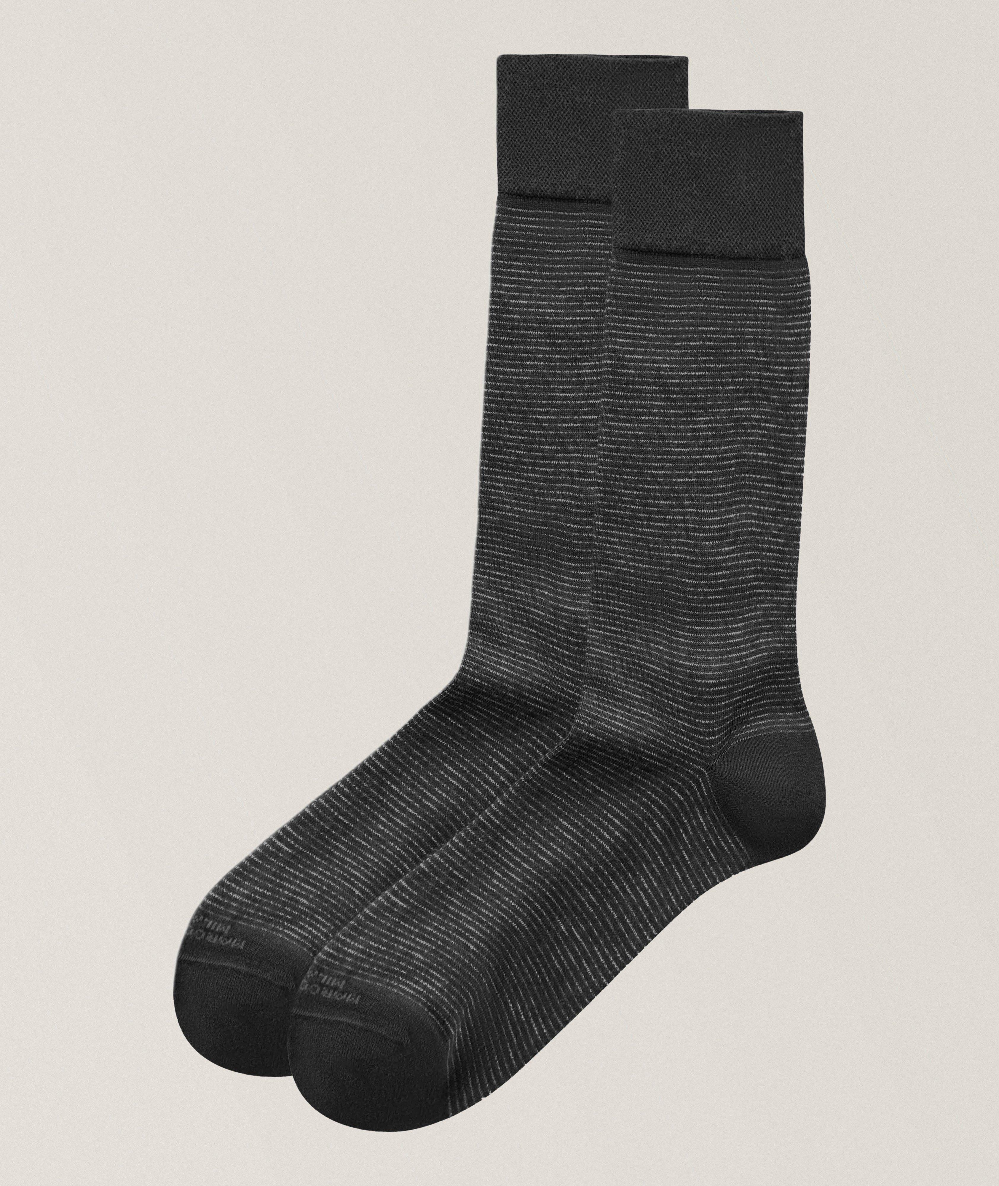 Marcoliani Tailored Stripe Pima Cotton-Blend Socks