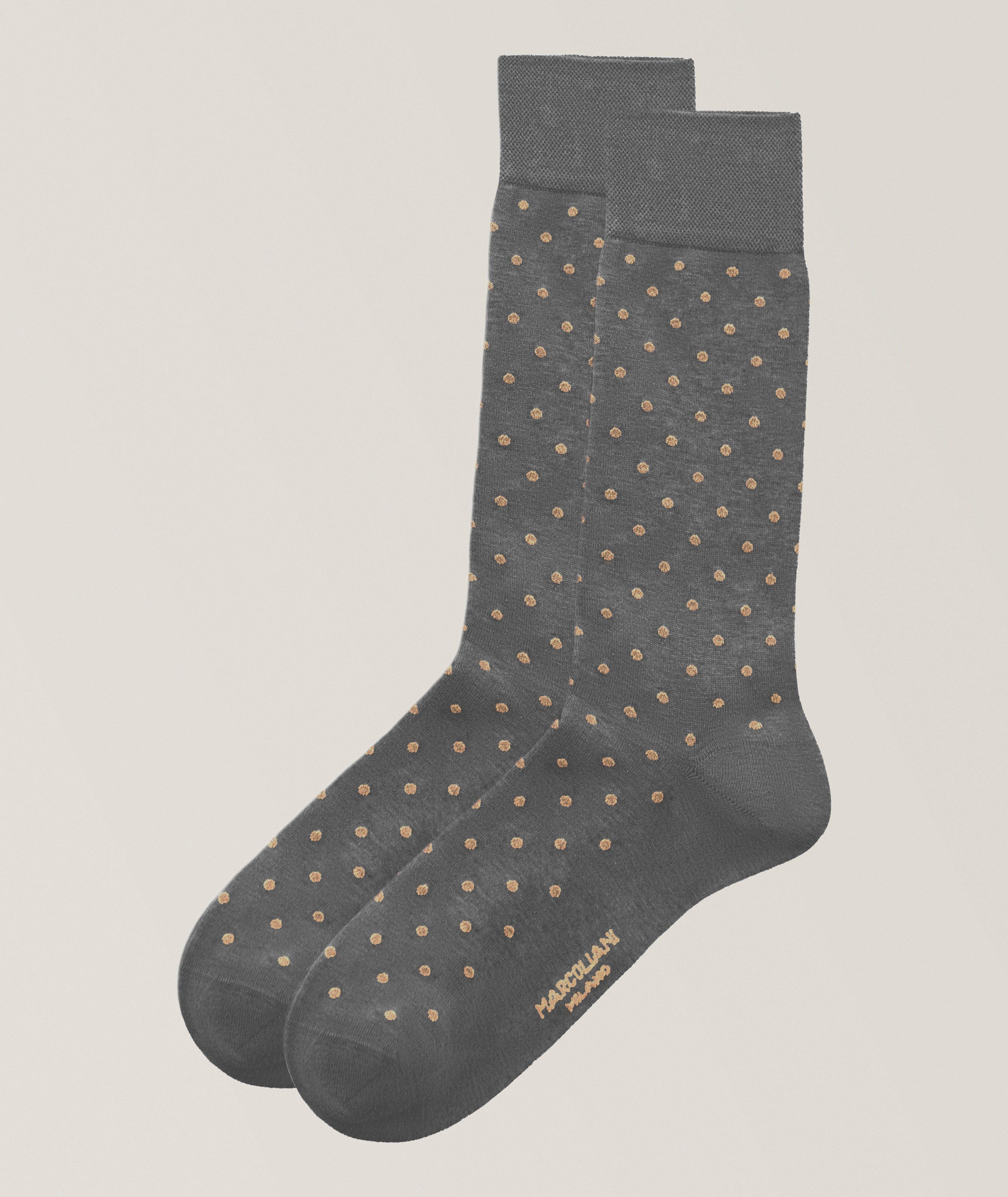 Marcoliani Tailored Dots Pima Cotton-Blend Socks