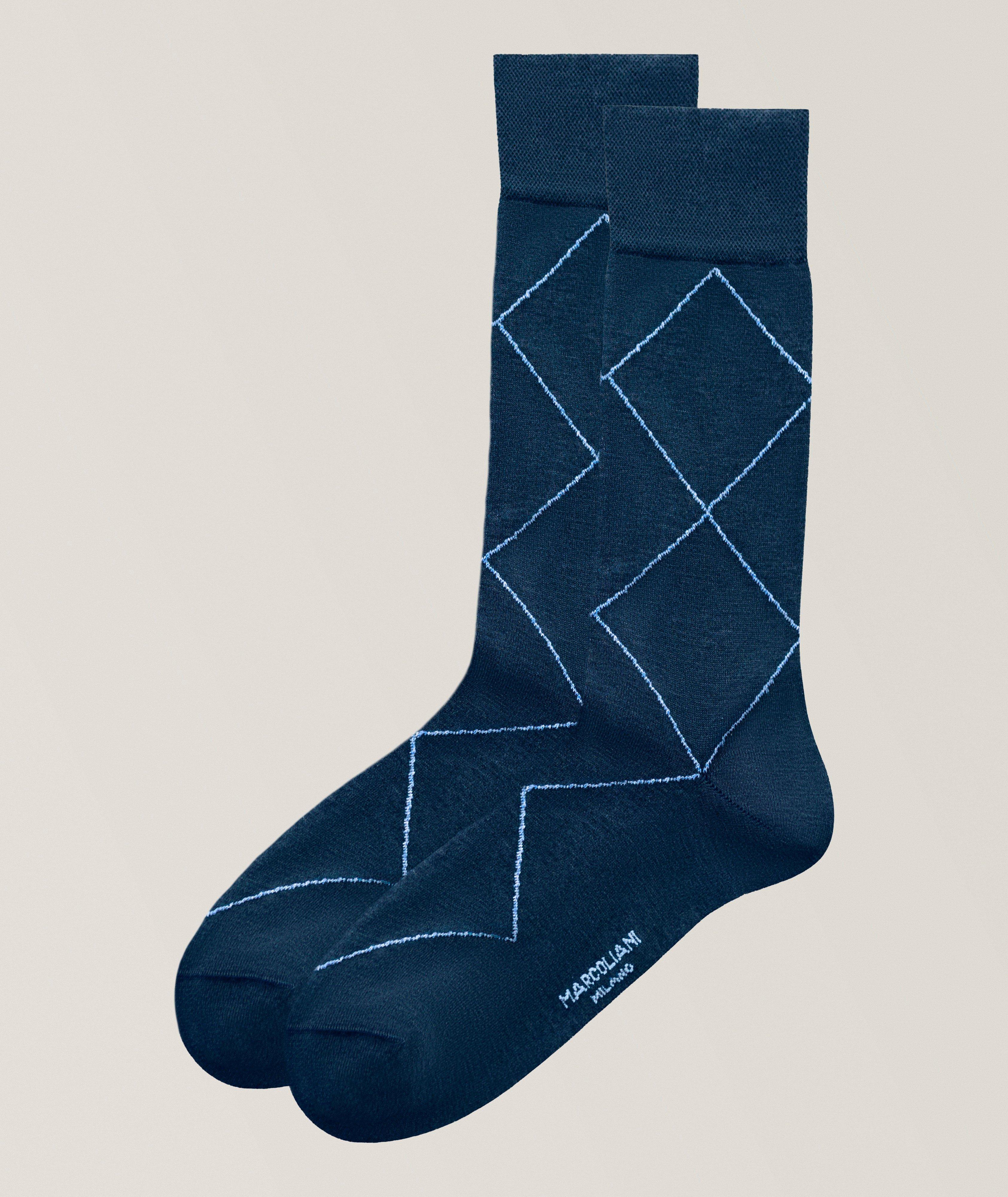Marcoliani Ombré Argyle Pima Cotton-Blend Socks