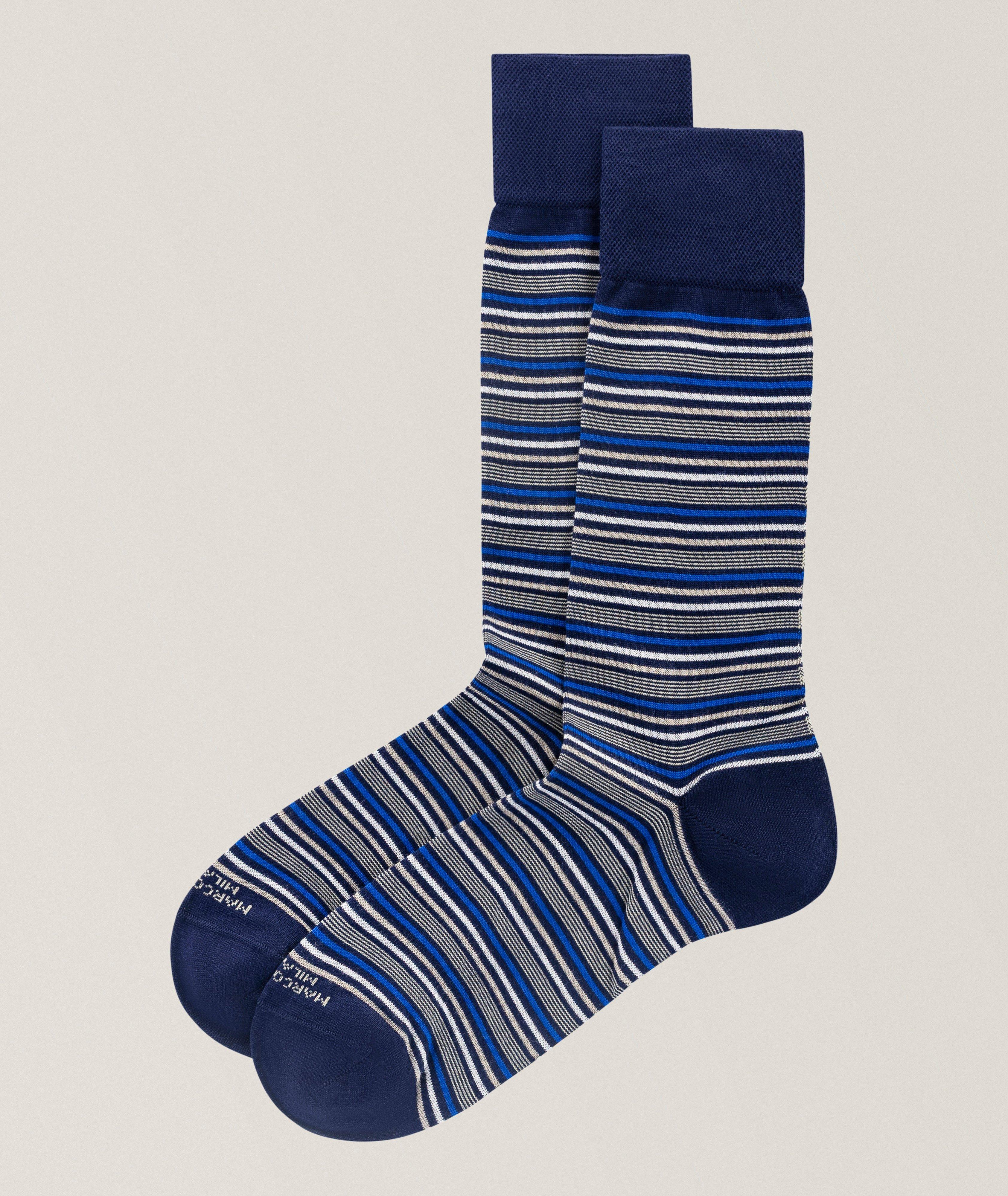 Marcoliani Torino Stripe Pima Cotton-Blend Socks