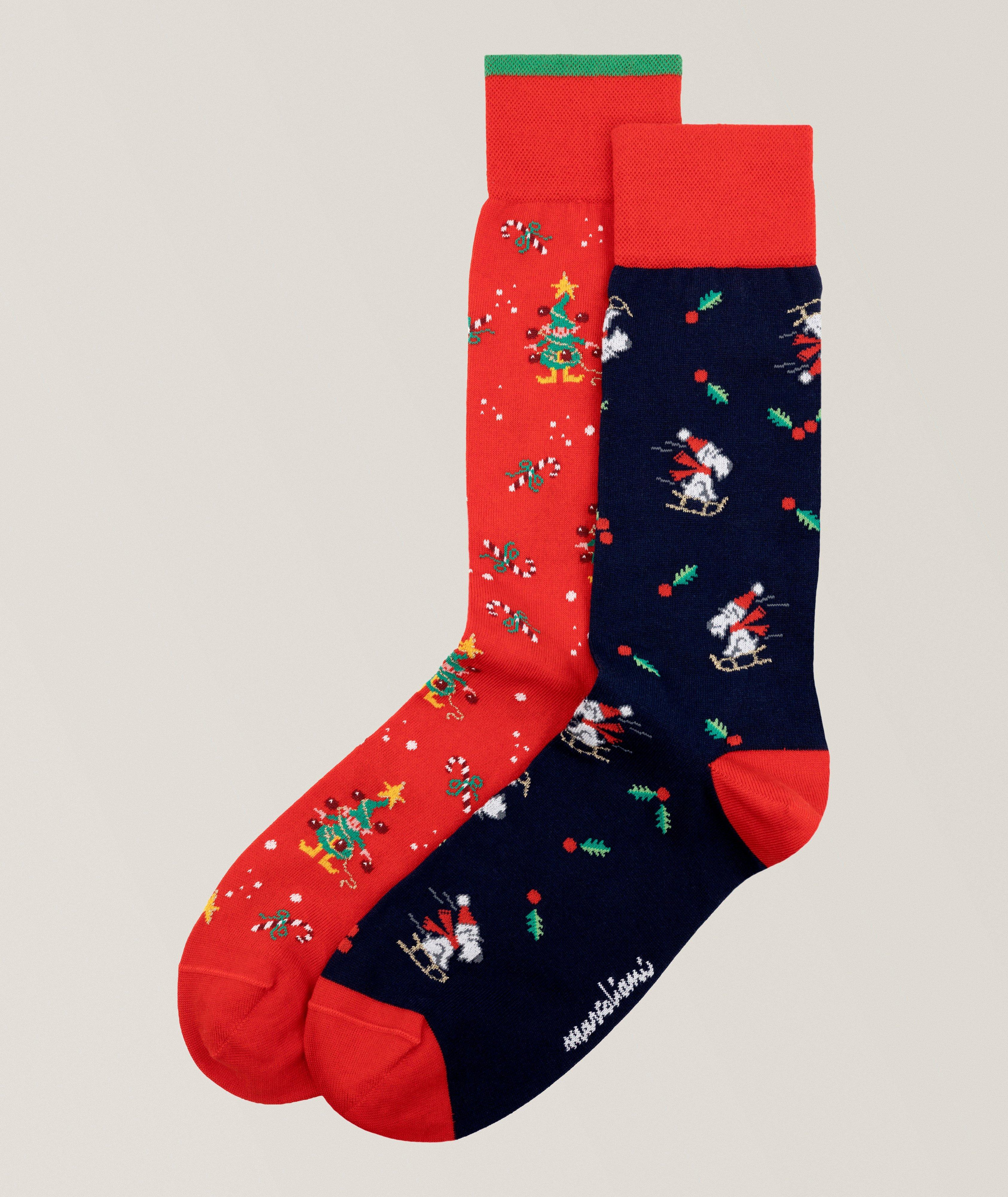 Marcoliani Two-Pack Pima Cotton-Blend Christmas Socks