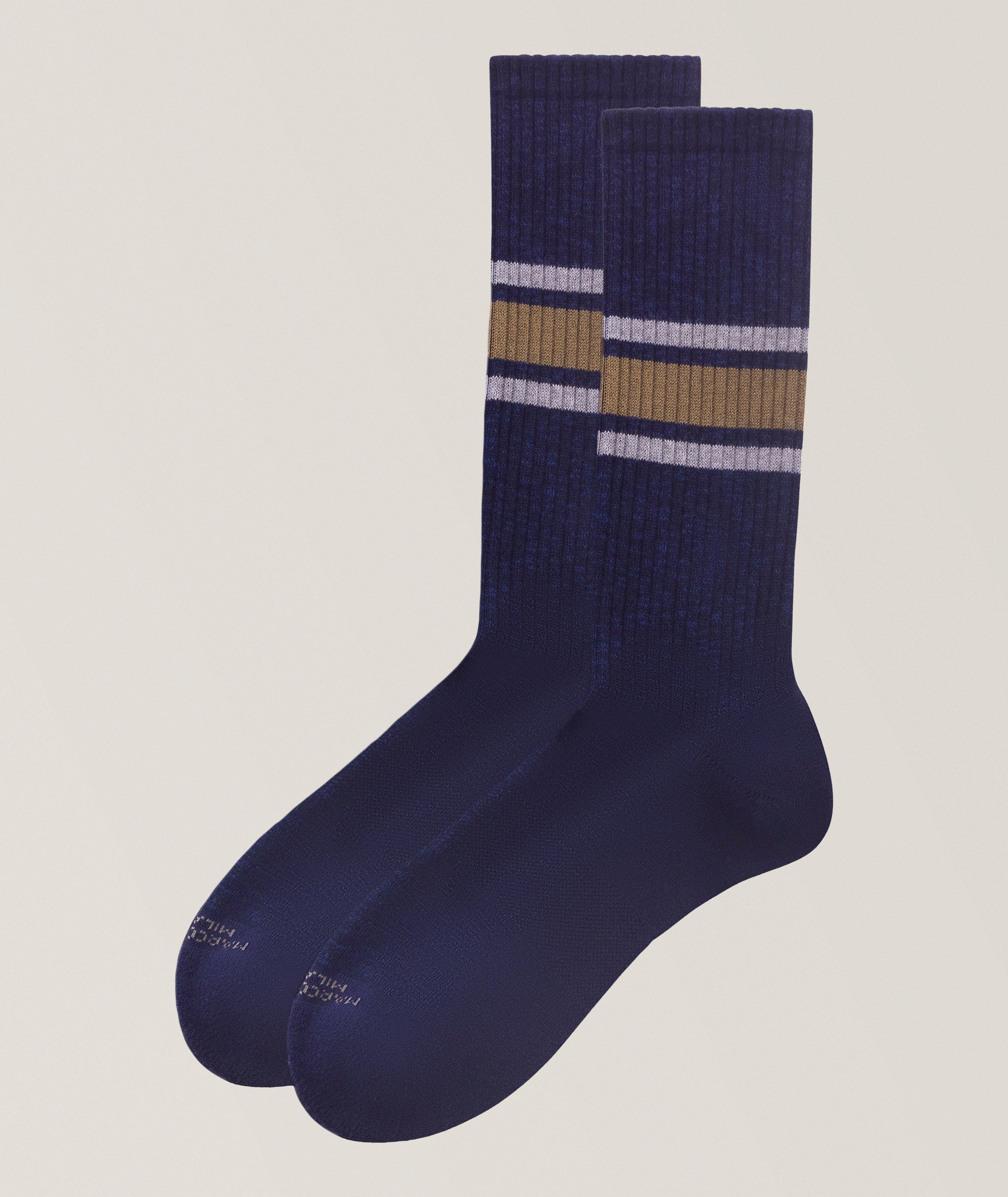 Marcoliani College Stripe Pima Sneaker Socks