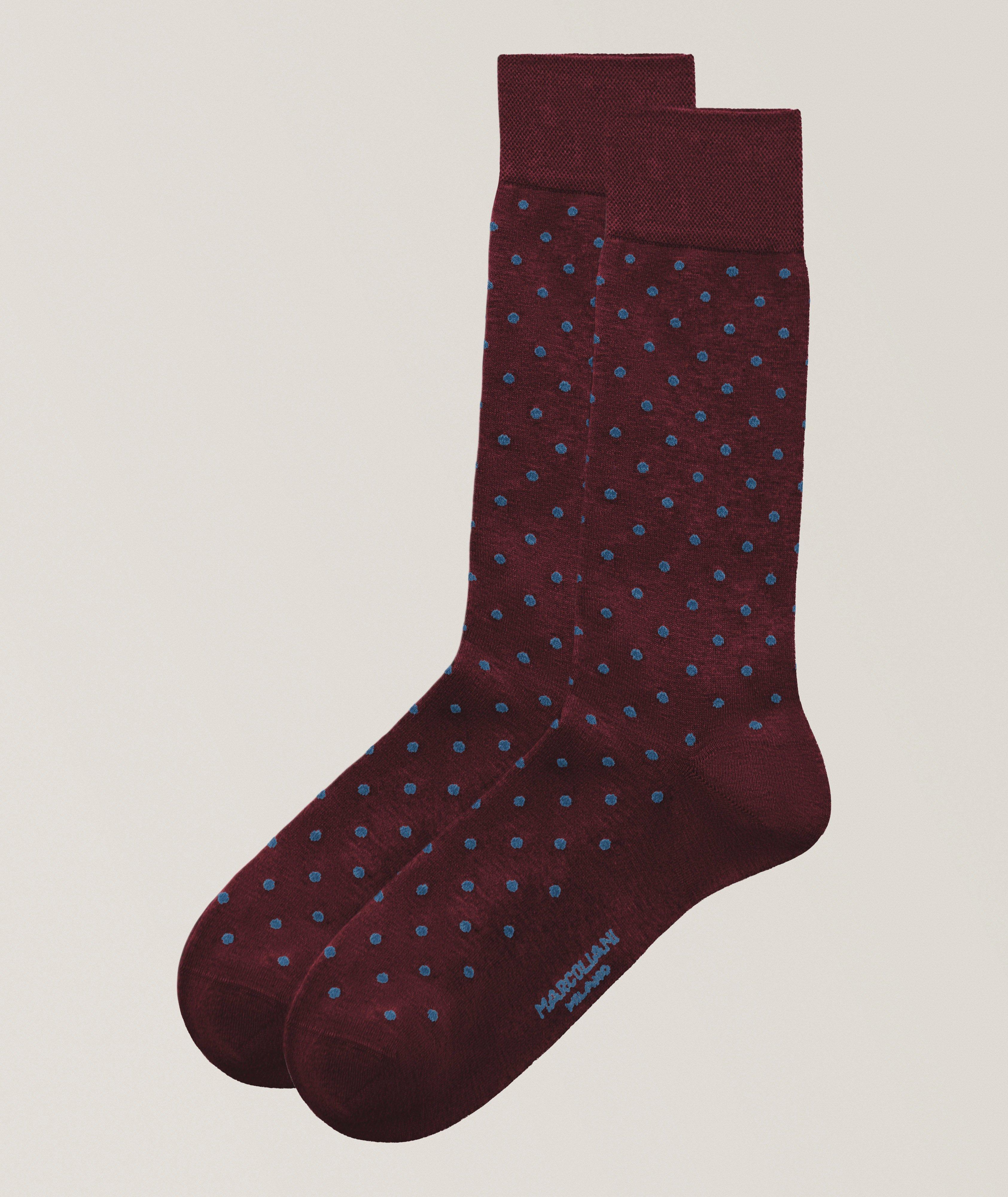 Marcoliani Tailored Dots Pima Cotton-Blend Socks