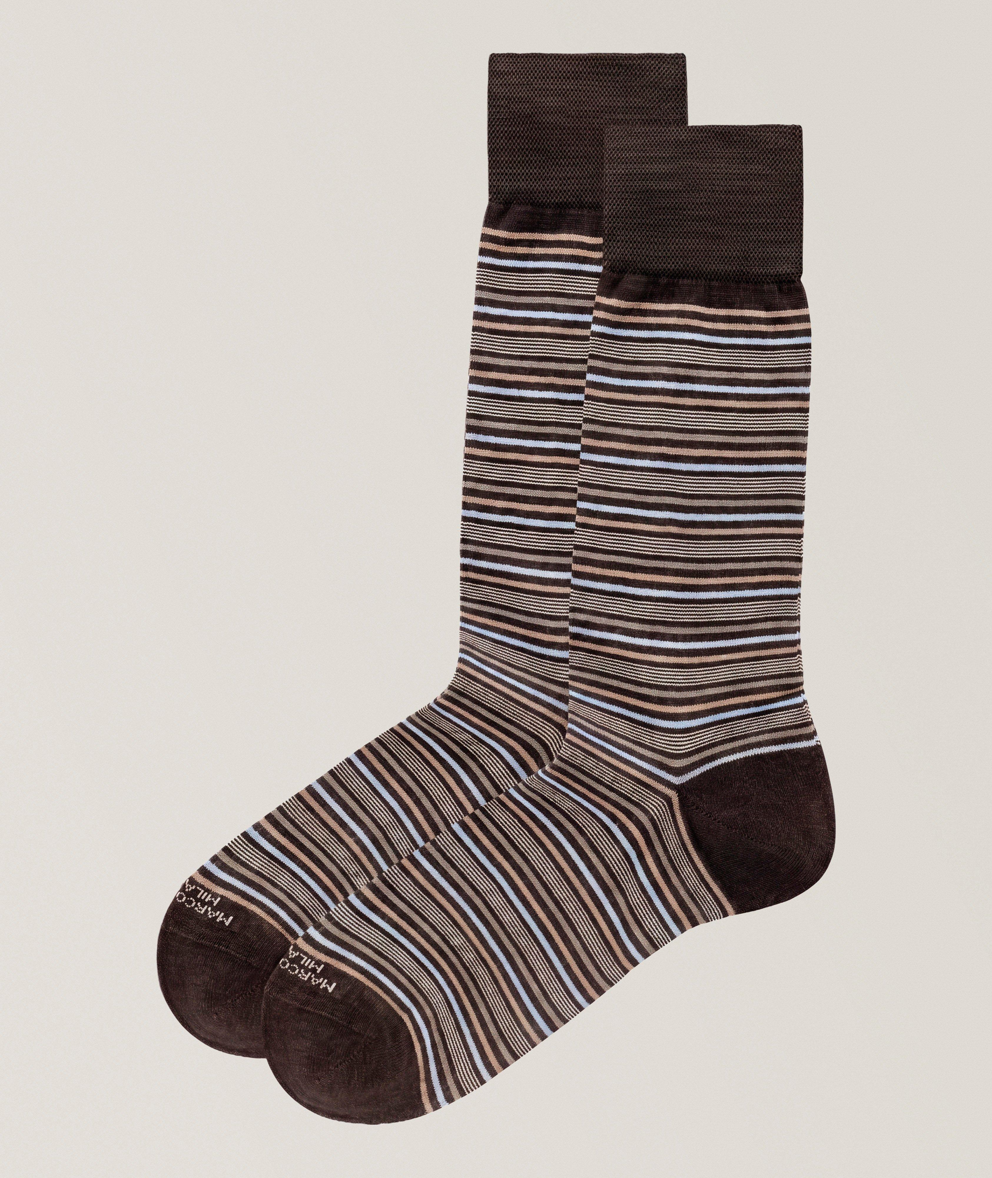 Marcoliani Torino Stripe Pima Cotton-Blend Socks