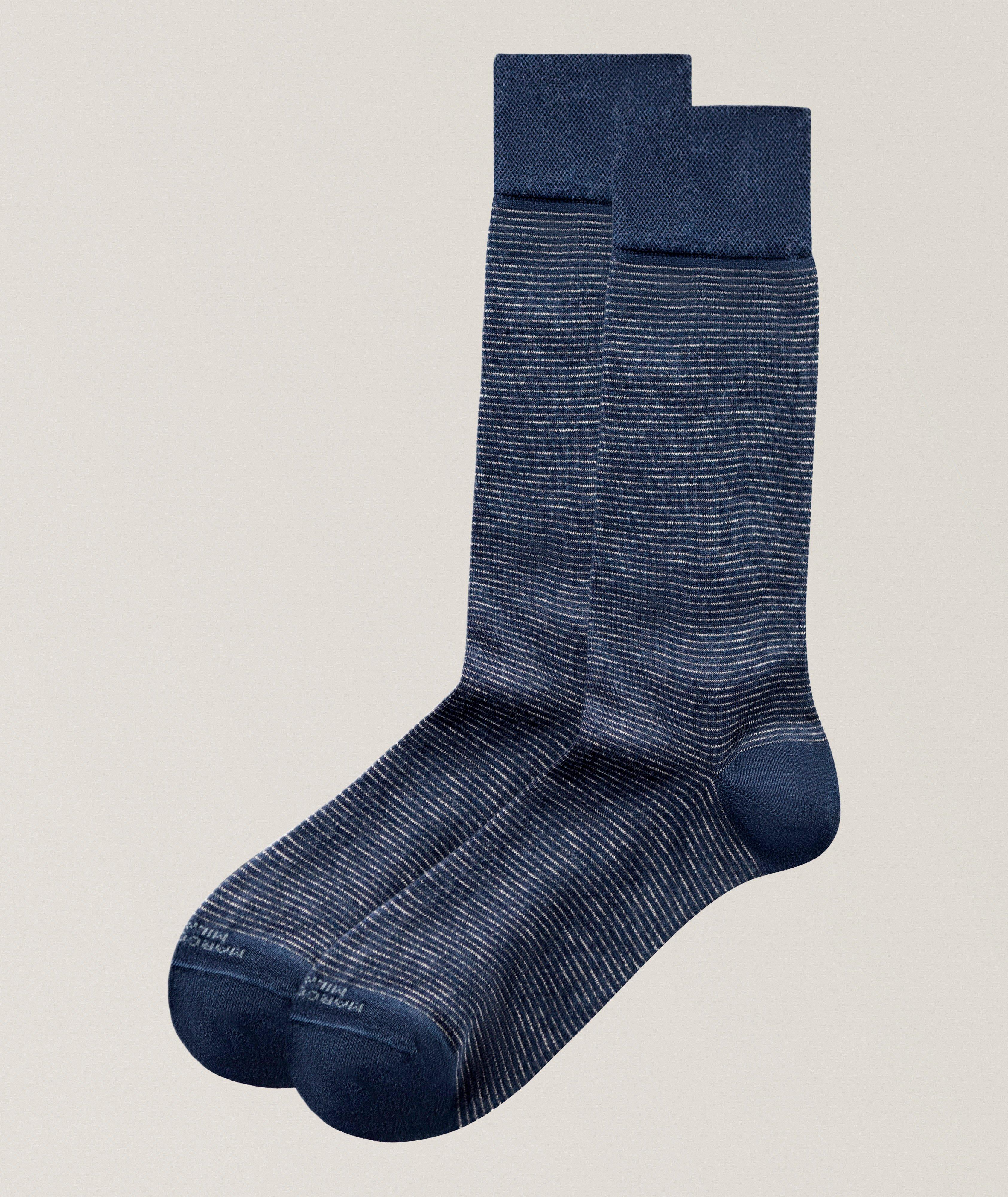 Marcoliani Tailored Stripe Pima Cotton-Blend Socks