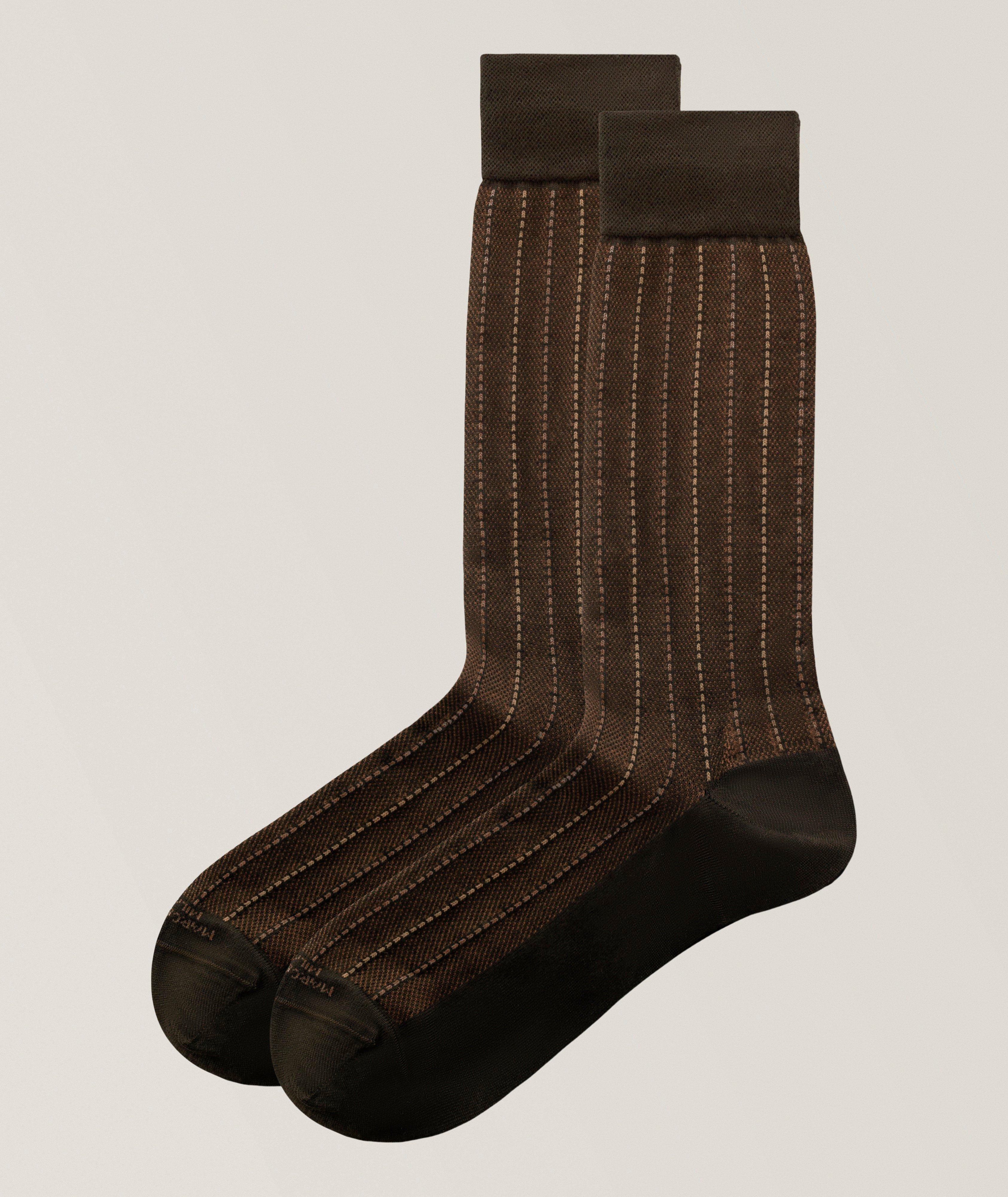 Marcoliani Piqué Pinstripe Mousse of Modal Dress Socks