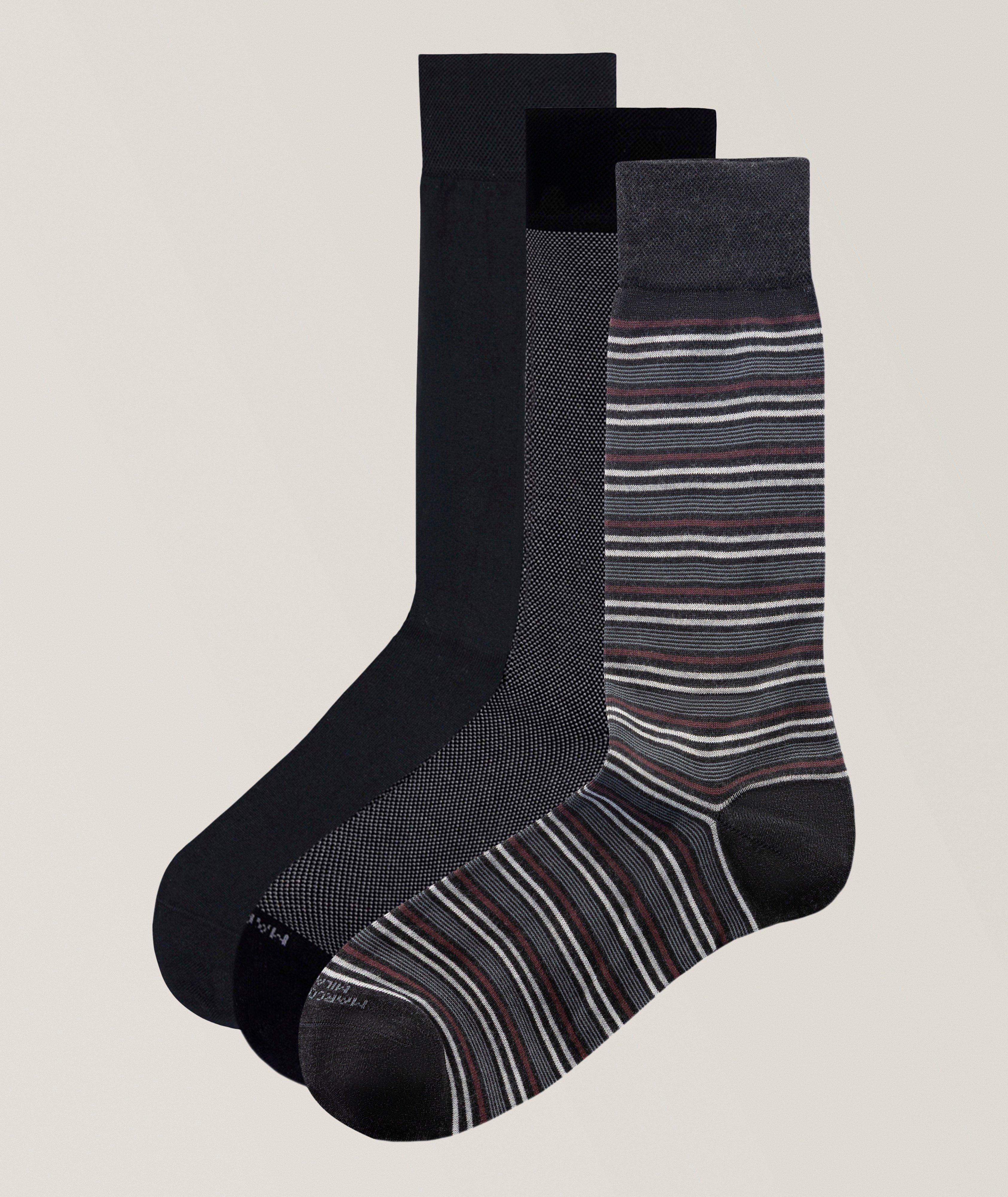 Marcoliani Three-Pack Pima Cotton-Blend Luxury Socks